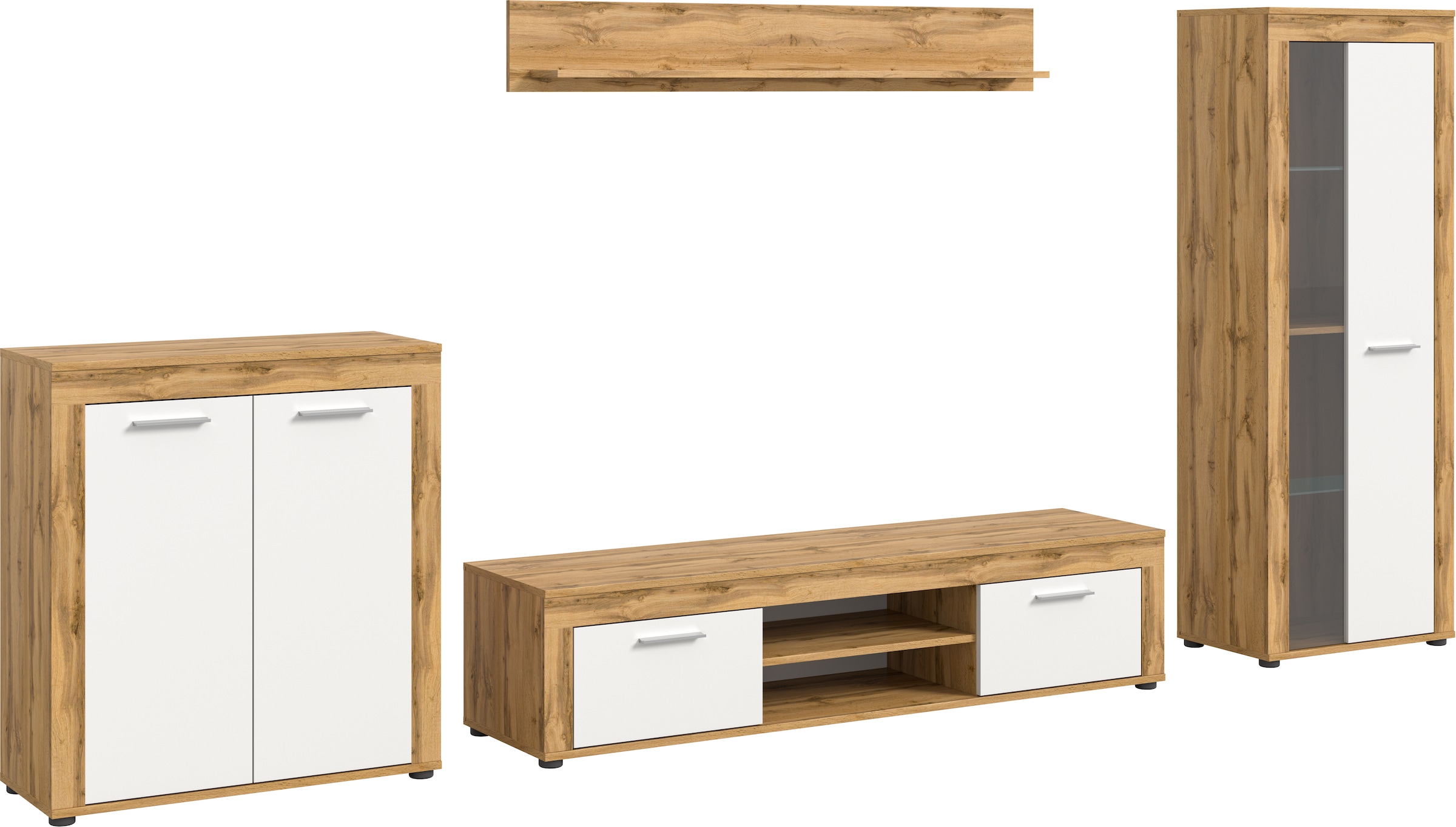 INOSIGN Wohnwand »Aosta, Breite 330cm, best. aus Highboard, Lowboard, Wandb günstig online kaufen