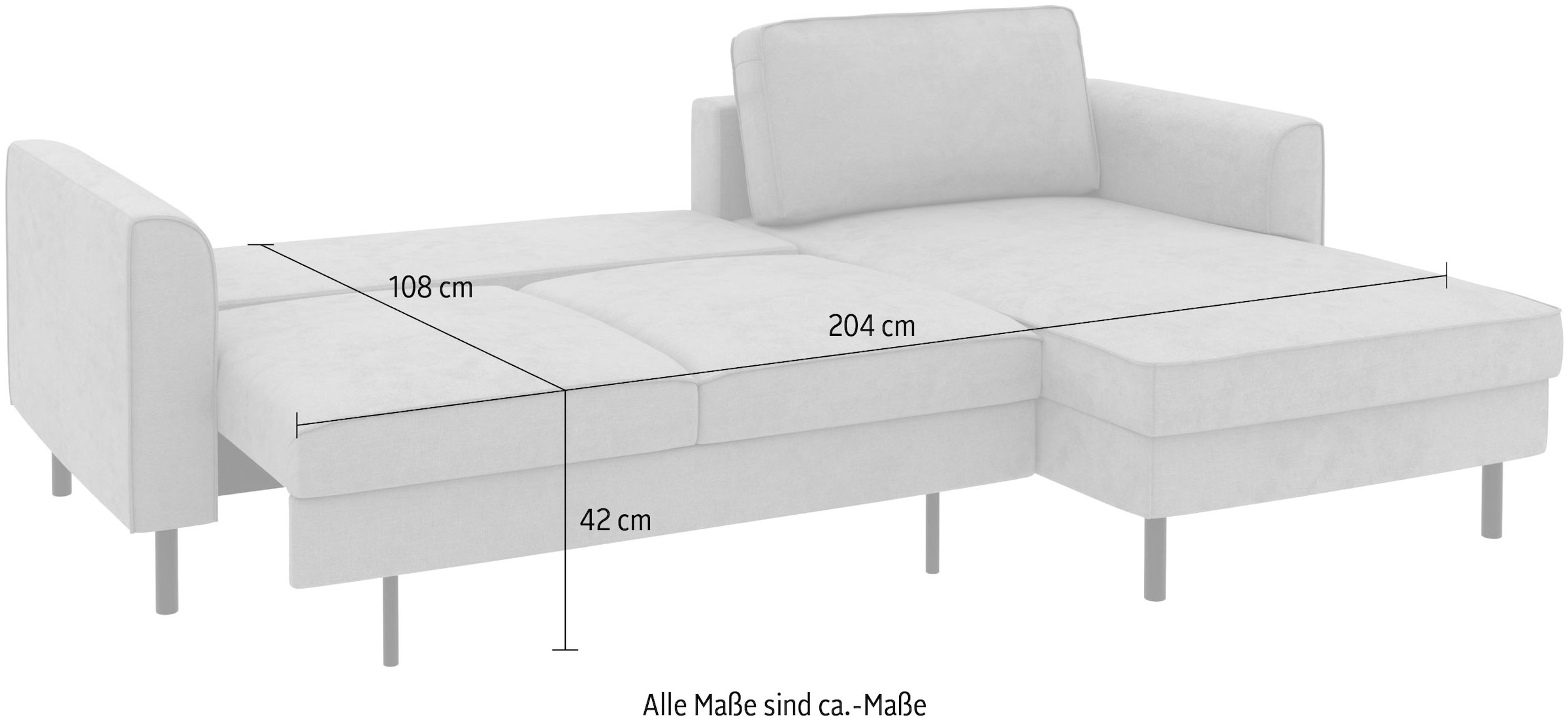 Home affaire Ecksofa »Booster Couch wahlweise mit Schlaffunktion und Bettkasten-auch in Cord«, Recamiere beidseitig montierbar, Sofa in L-Form, 232 cm