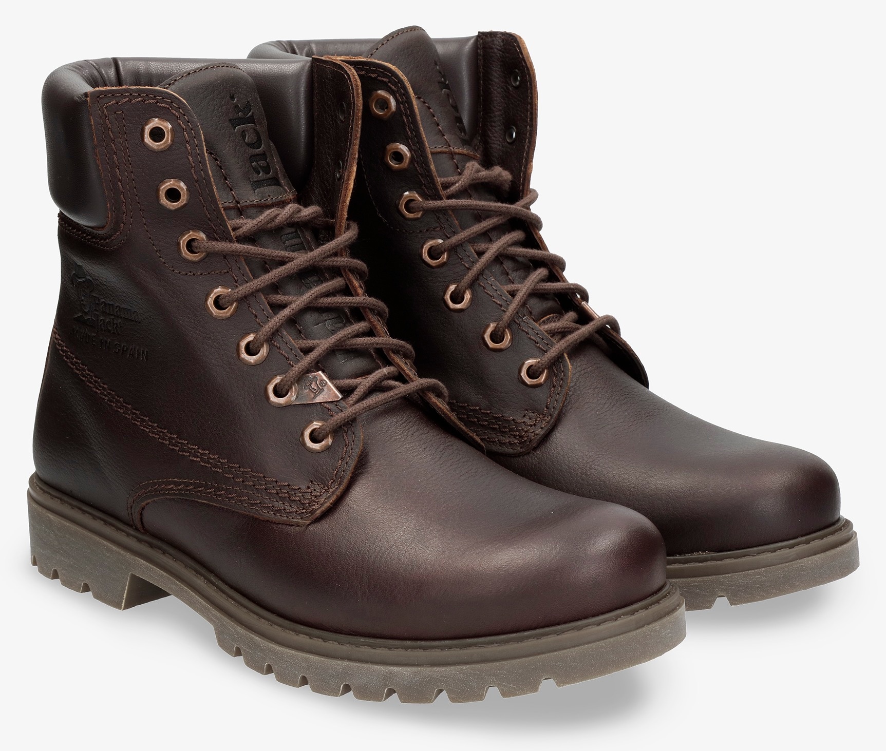 Panama Jack Schnürboots, Blockabsatz, Schnürstiefelette, Outdoorschuh mit Ziernähten