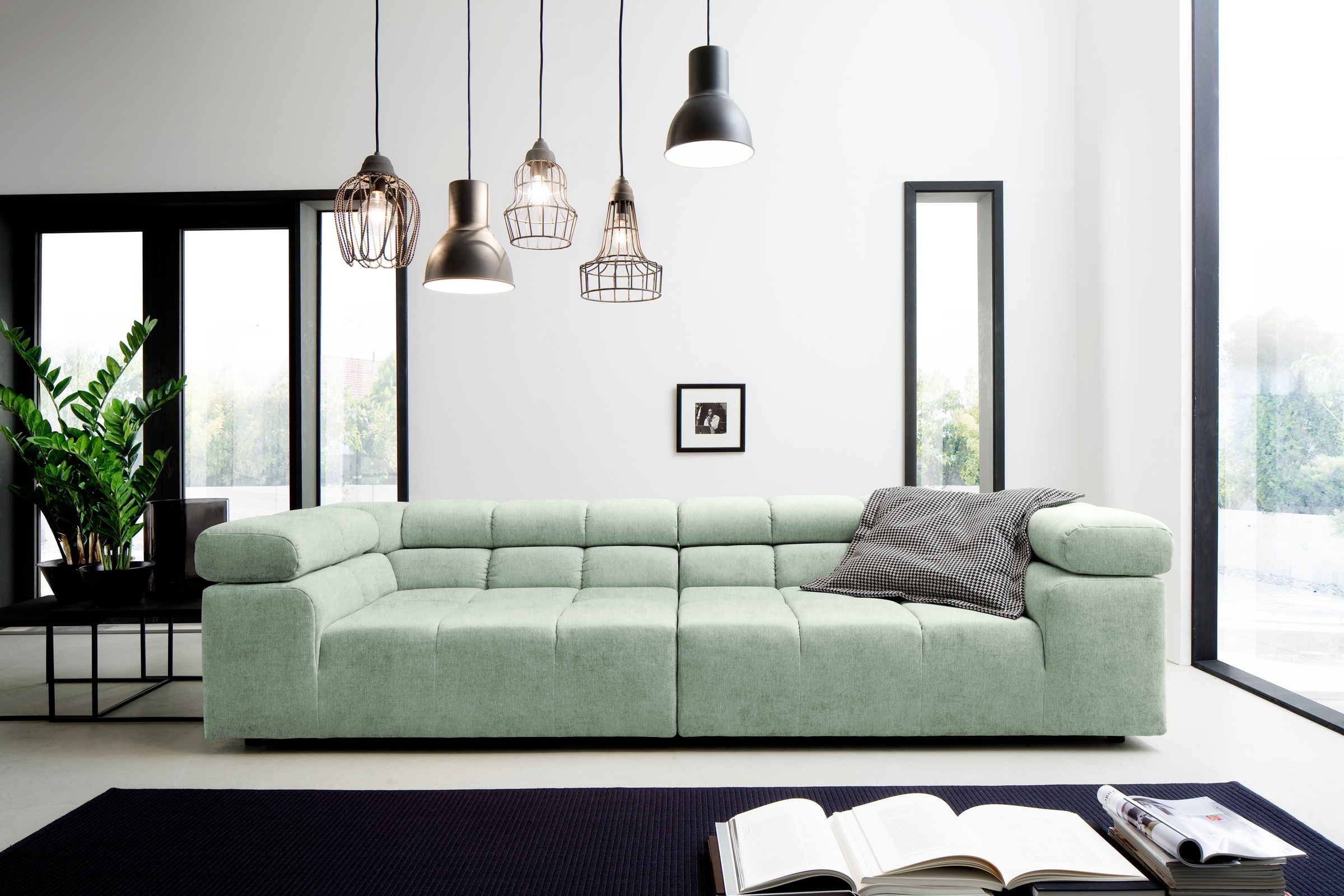 Home affaire Big-Sofa »Ancona B/T/H: 290/110/70 cm« auffällige Steppung, in günstig online kaufen