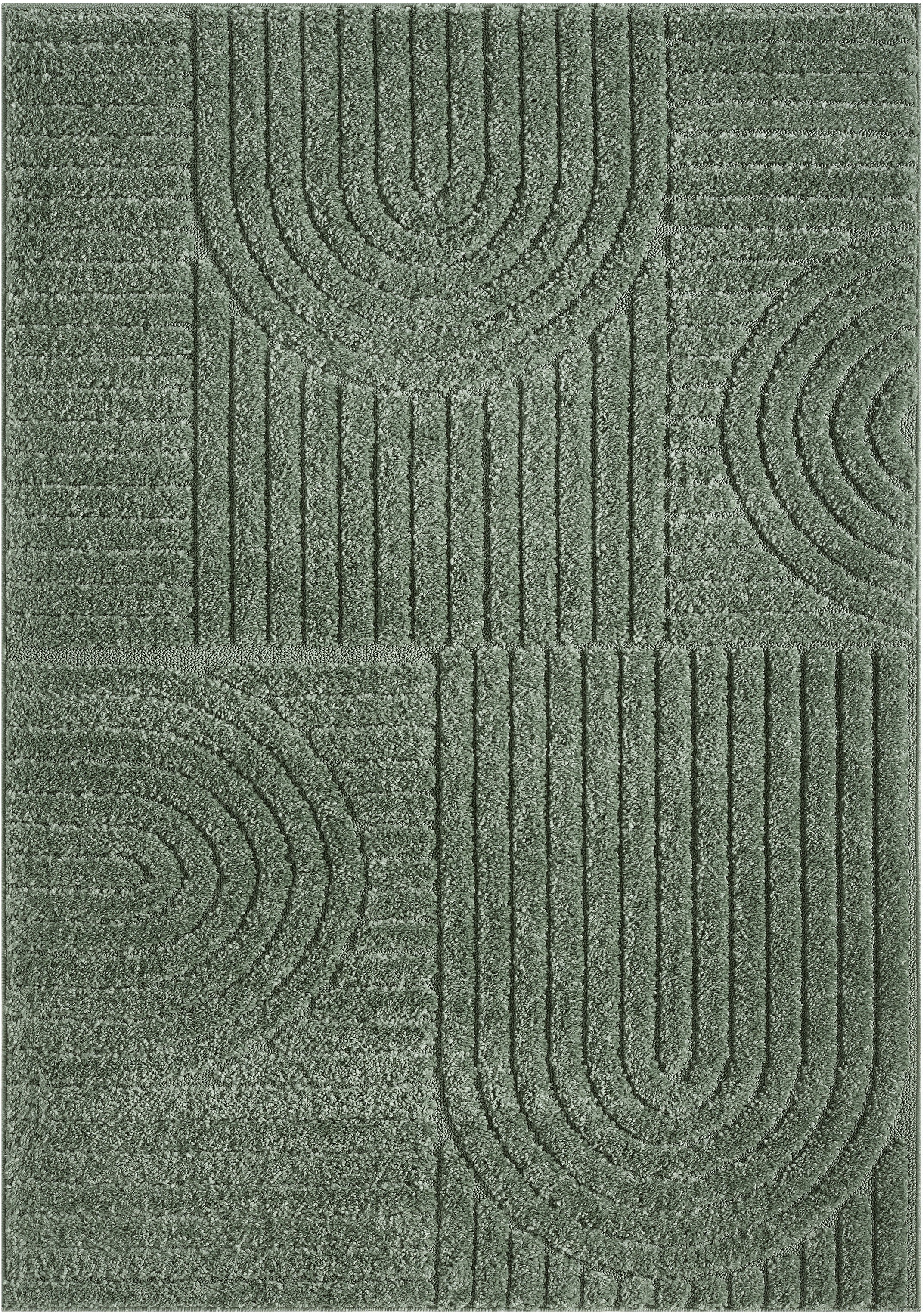 OTTO home Teppich »Jonne, Boho-Design, Scandi, Designteppich« rechteckig 20 mm Höhe Hoch-Tief, 3D Optik, skandinavischer Stil, Wohnzimmer, Schlafzimmer