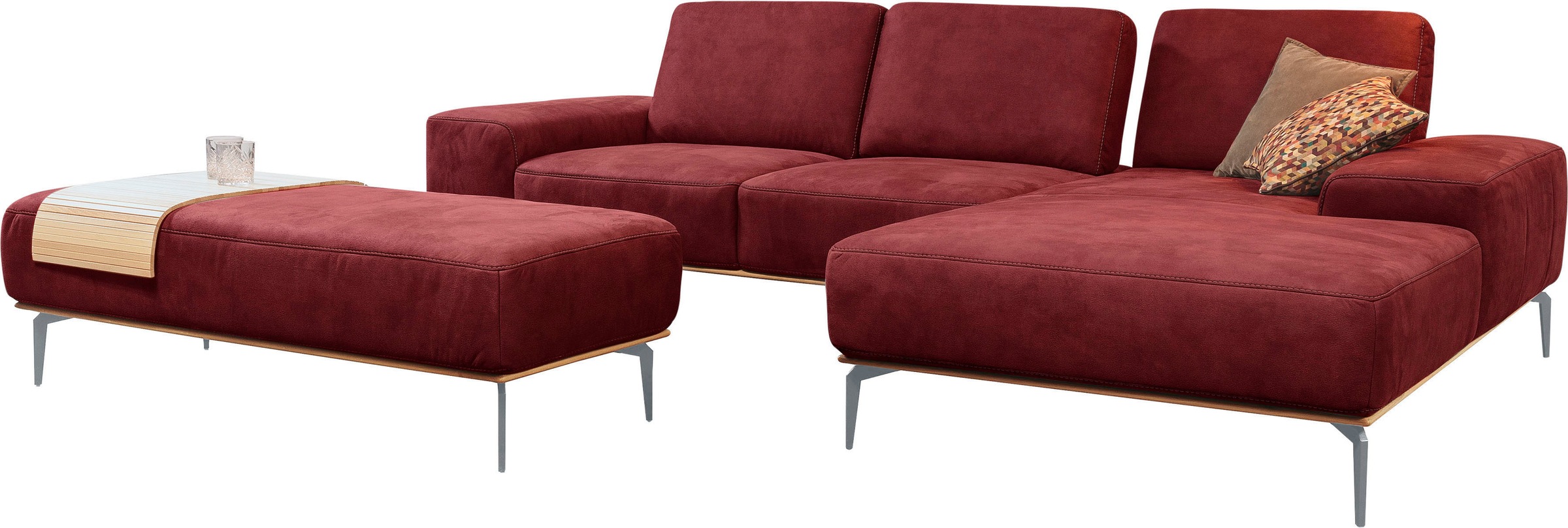 W.SCHILLIG Ecksofa »run, Designsofa mit tollem Sitzkomfort, bequem, L-Form«, mit elegantem Holzsockel, Füße in Silber matt, Breite 299 cm