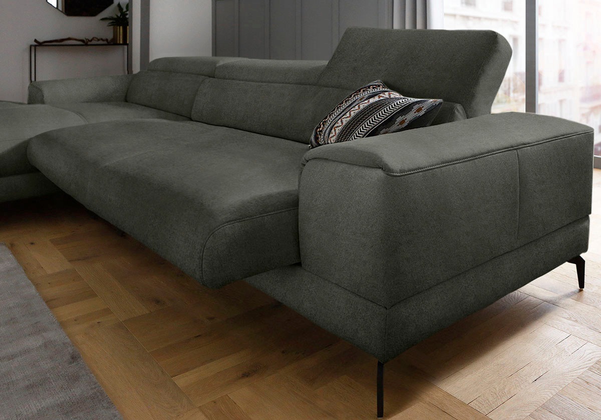 W.SCHILLIG Ecksofa »piedroo, Designsofa mit tollem Sitzkomfort, bequem, L-Form«, Kopfteilverstellung, wahlweise mit Sitztiefenverstellung, Breite 343cm