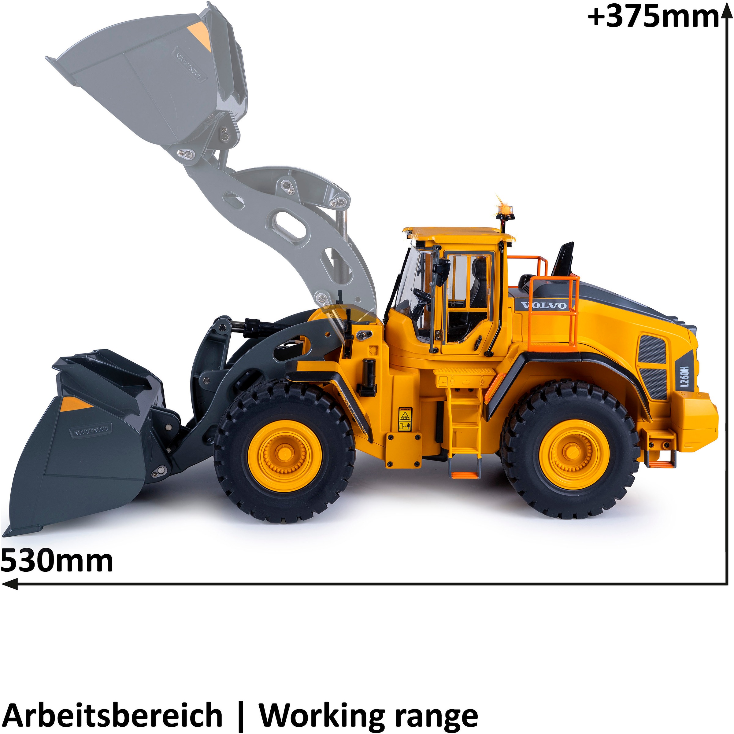 Jamara RC-Bagger »Radlader Volvo L260H Metal 2,4GHz«, LED-Licht; Maßstab 1:14