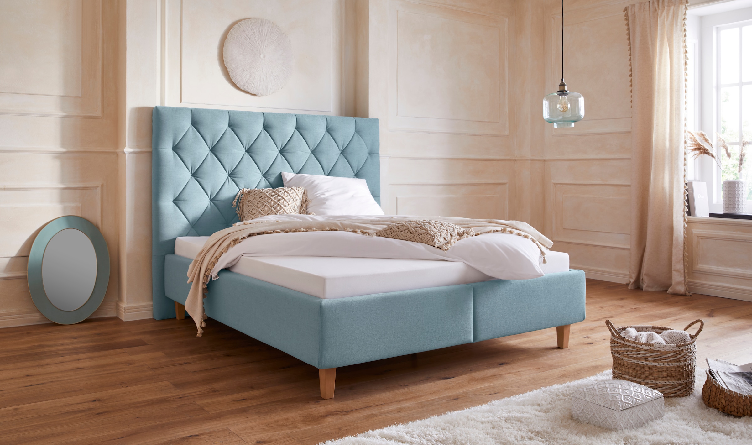 Home affaire Polsterbett »Sunley 140« Kreuzsteppung, Kopfteilhöhe 142 cm, o günstig online kaufen