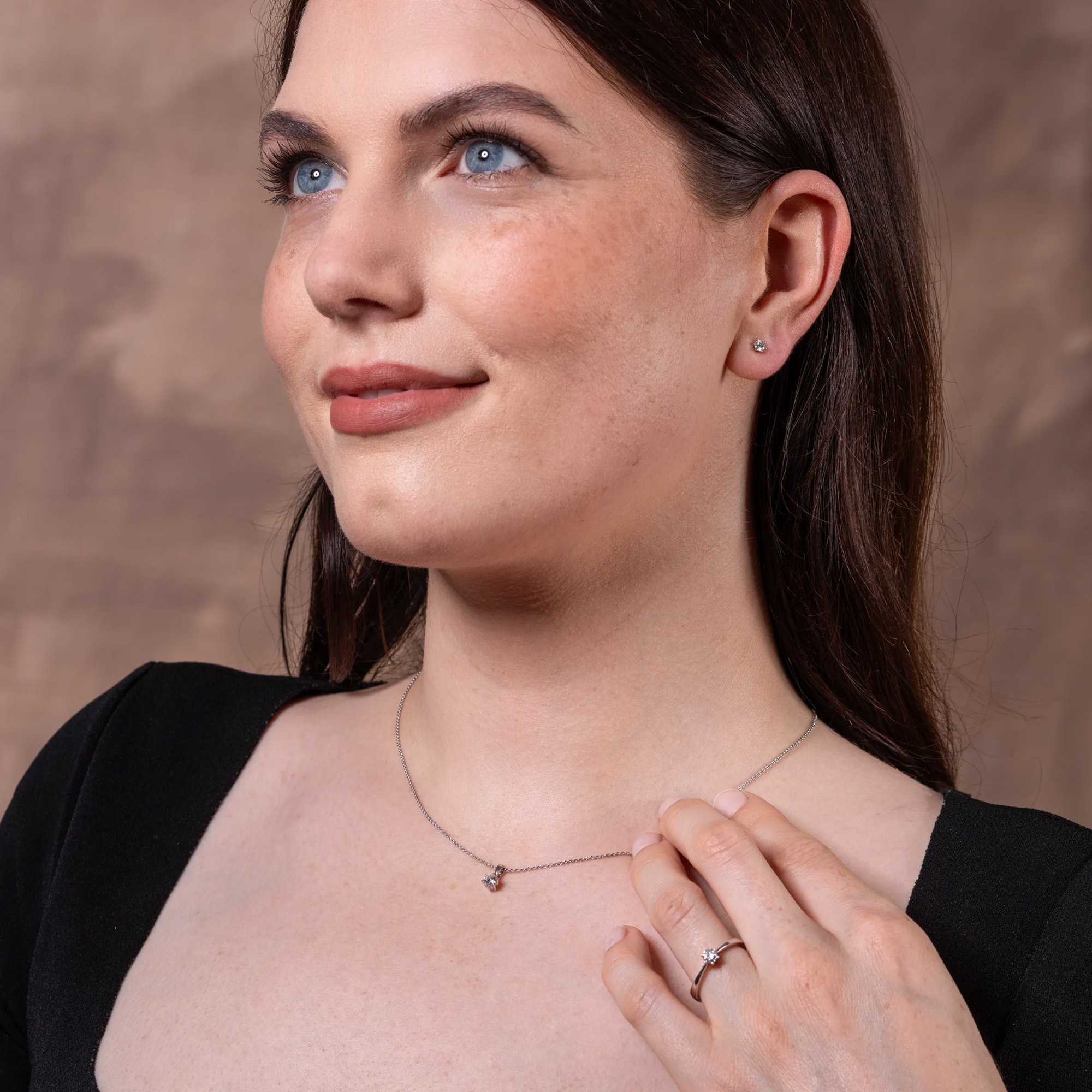 LYOMI Kettenanhänger »585/- Weißgold 1 synth. Diam. 0,25 ct.«