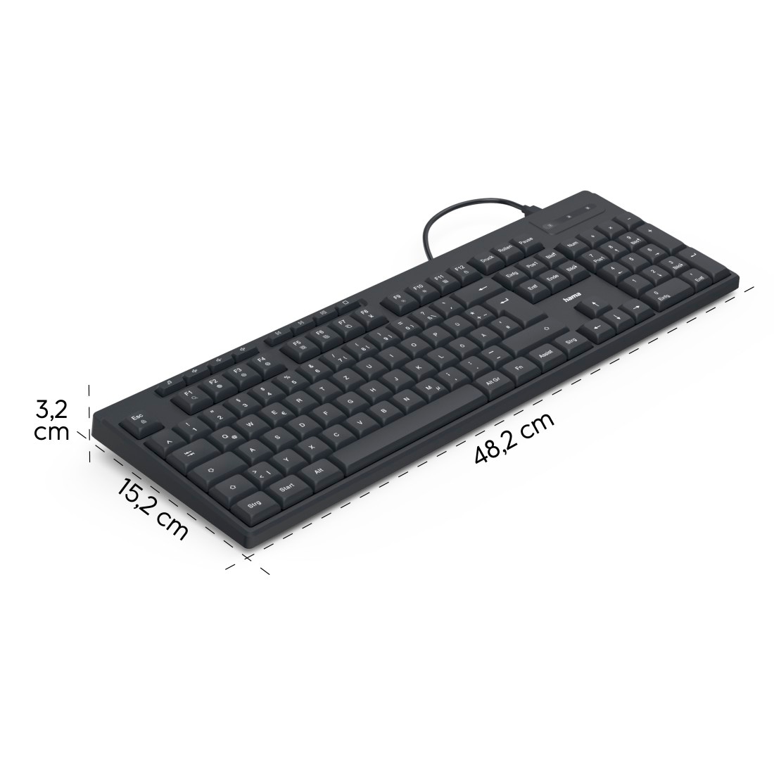 Hama Tastatur »Tastatur CK-200 (kabelgebunden, QUERTZ, Media-Tasten)«