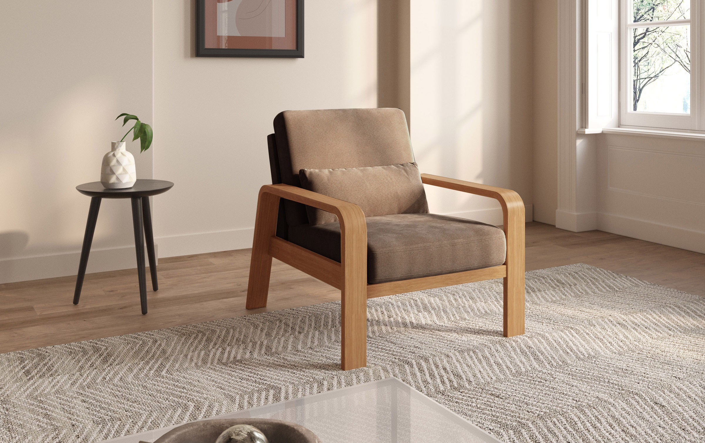 sit&more Sessel »Kolding«, Armlehnen aus eichefarbigem Buchenholz, verschiedene Bezüge und Farben