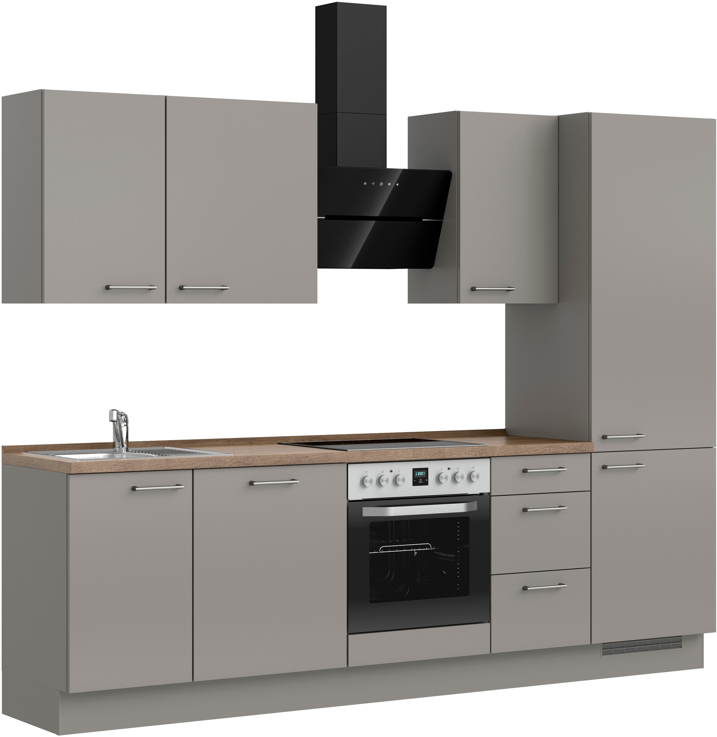 nobilia® Küchenzeile »"Laser II"«, vormontiert, Ausrichtung wählbar, Breite 270 cm, wahlw. mit E-Geräten
