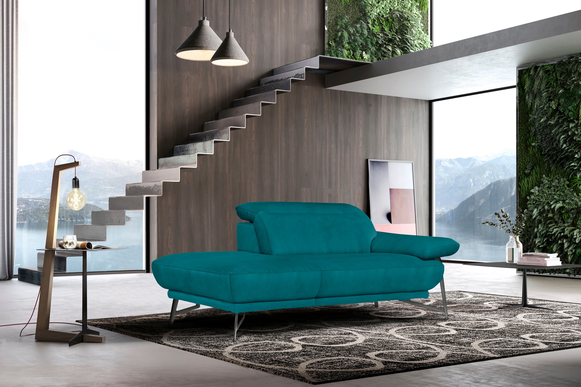 Egoitaliano Polstergarnitur »Anais, Design mit hohem Sitzkomfort für mehr Bequemlichkeit«, Set: bestehend aus Sofa und Ottomane, inkl. Kopfteilverstellung