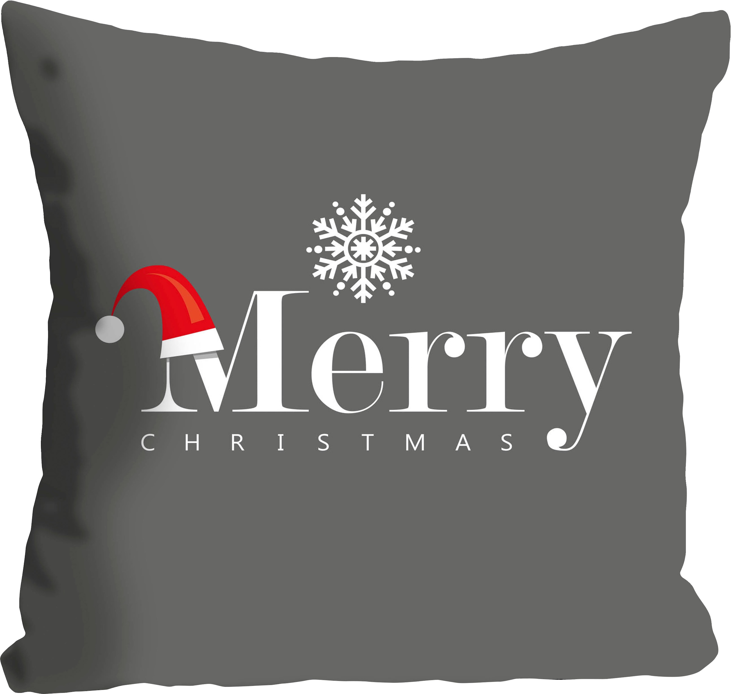 queence Dekokissen »Adrian«, Kissenhülle,Merry Christmas,Schriftzug,Graues günstig online kaufen