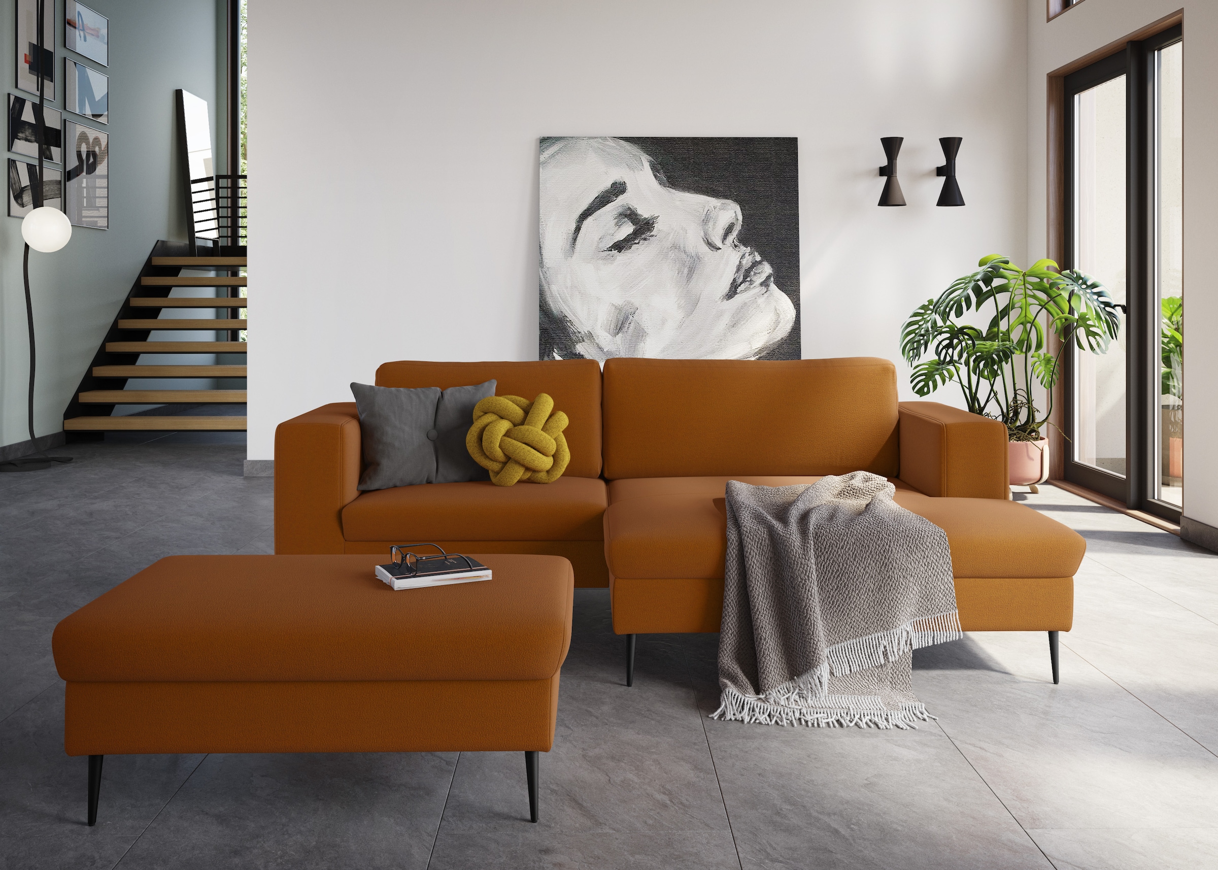 DOMO collection Ecksofa »Modica kompakt und elegant, Breite 244, L-Form«, moderne Optik mit extrabreiter Recamiere, auch in Cord