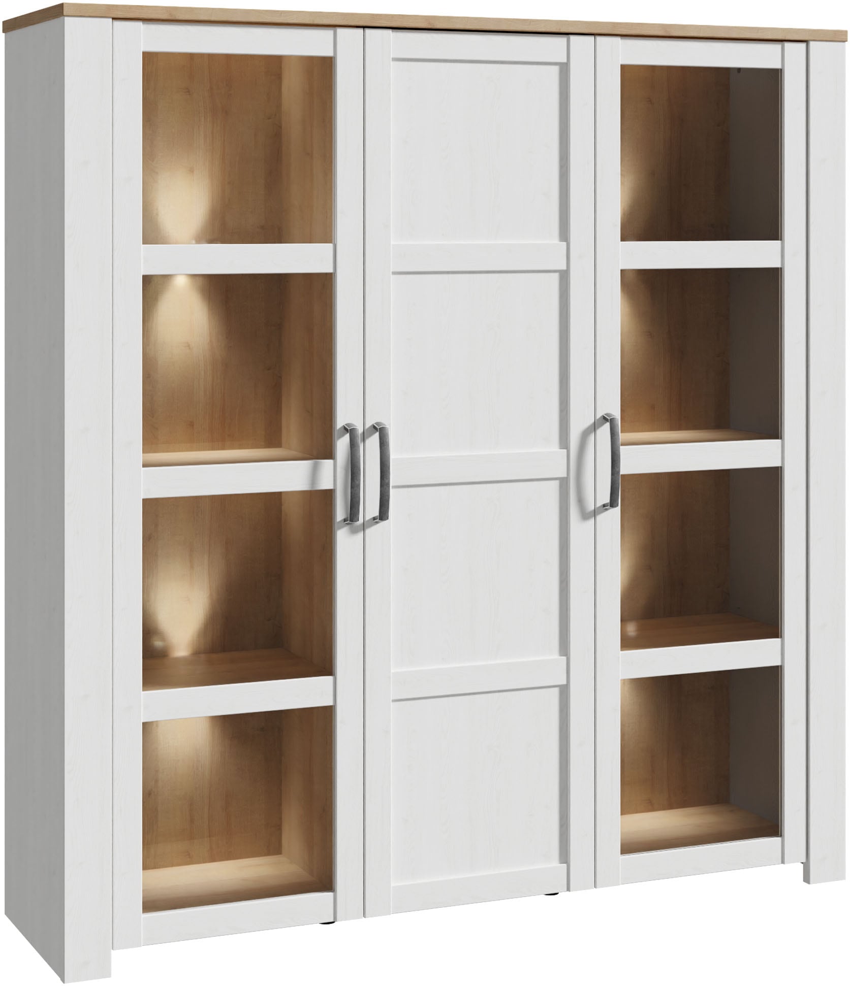 FORTE Highboard »Bohol, großes Highboard 2, Glastüren, viel Stauraum« B/H/T 151,1/160,6/42 cm Beleuchtung optional bestellbar