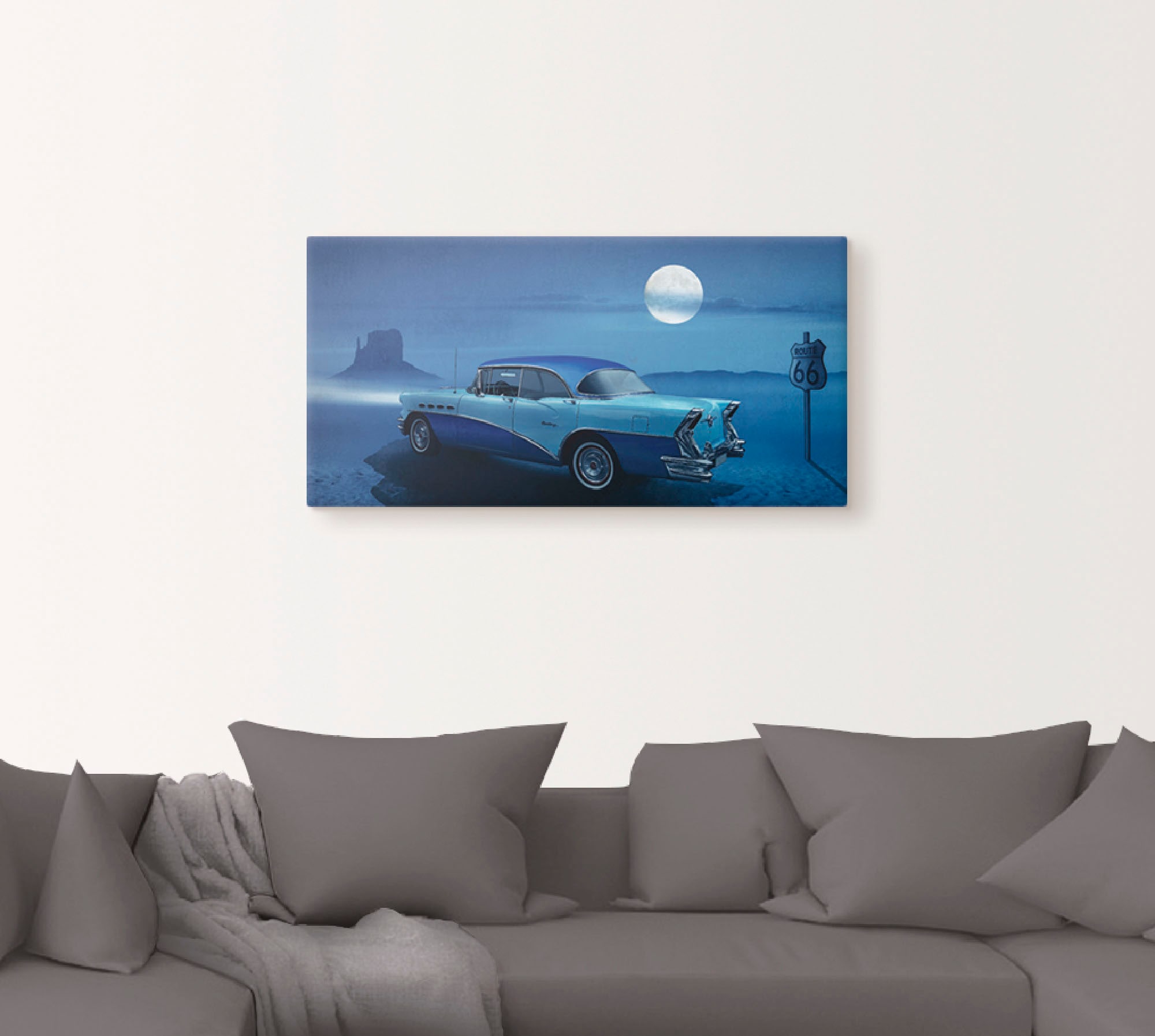 Artland Wandbild »Blaue Nacht auf der Route 66«, Auto, (1 St.), als Leinwan günstig online kaufen