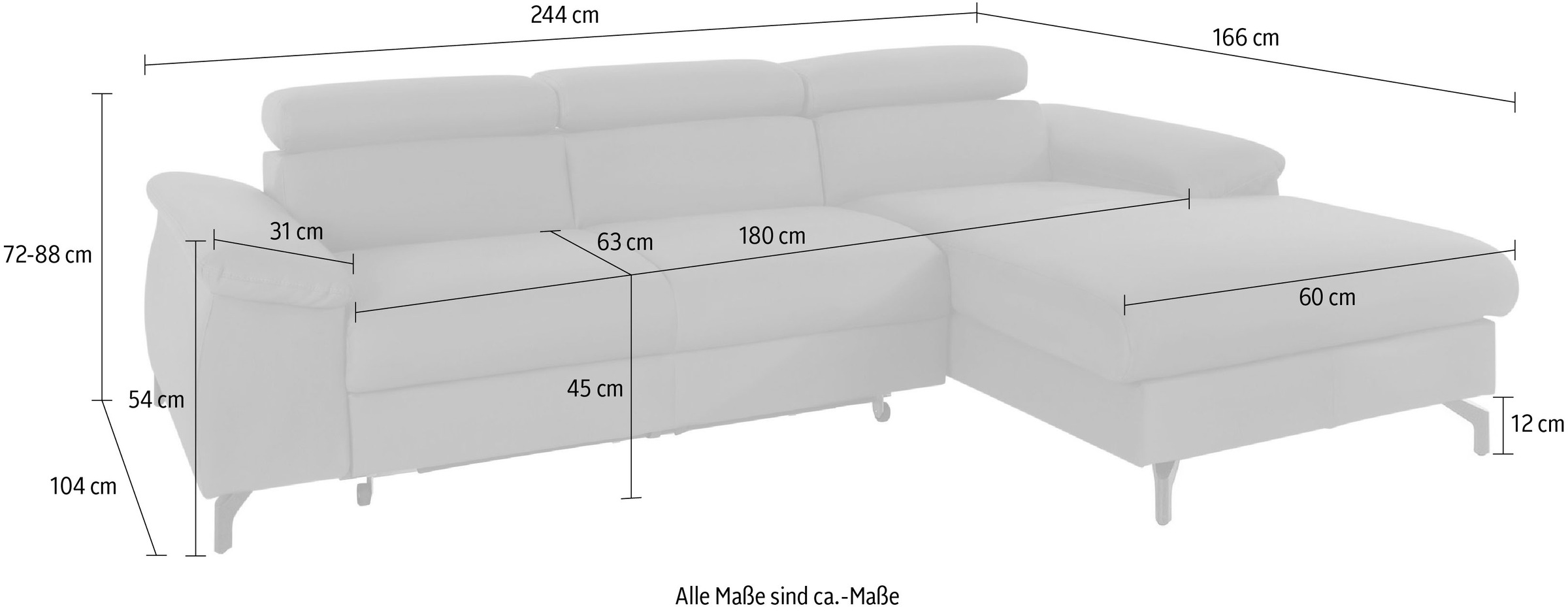 COTTA Ecksofa »Kitty L-Form«, inkl. Kopfteilverstellung, optional mit Bettfunktion u. Bettkasten