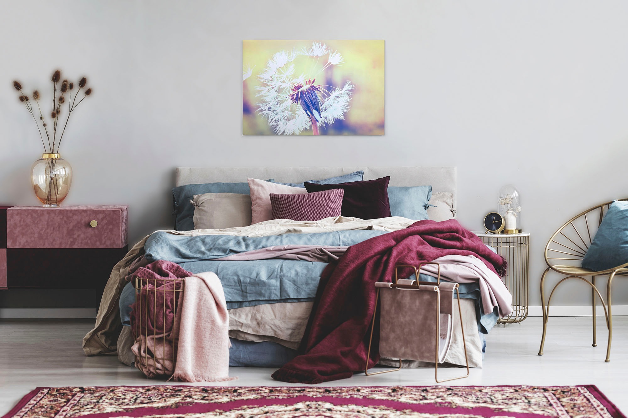 A.S. Création Leinwandbild »Dandelion«, Kunst-Gemälde-Kinder, (1 St.), Pusteblume Keilrahmen Leinwand-Bild Wohnzimmer modern Wandbild Kinder