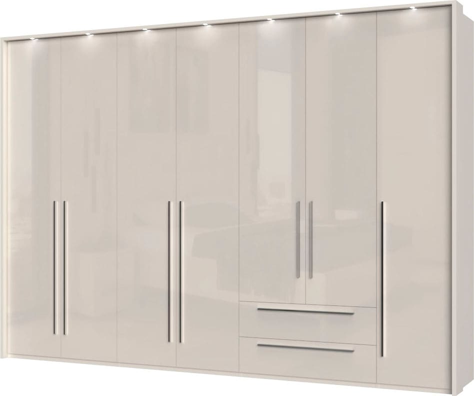 Places of Style Drehtürenschrank »Piano«, weiß, verschiedene Breiten mit 2 Schubladen, inklusive Beleuchtung