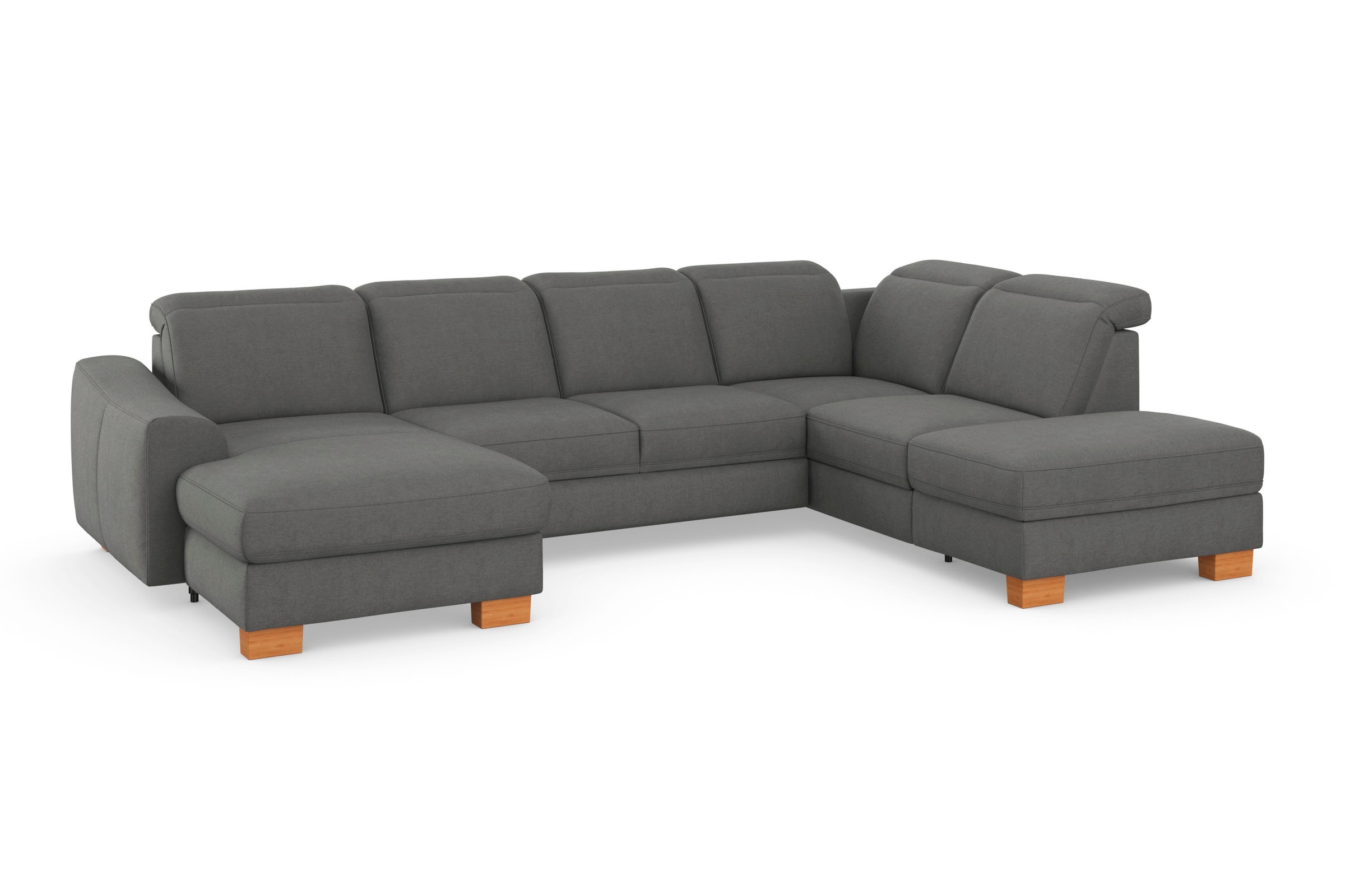 sit&more Wohnlandschaft »Dundee U-Form«, mit Federkern und Massivholzfüßen, wahlweise mit Kopfteilverstellung