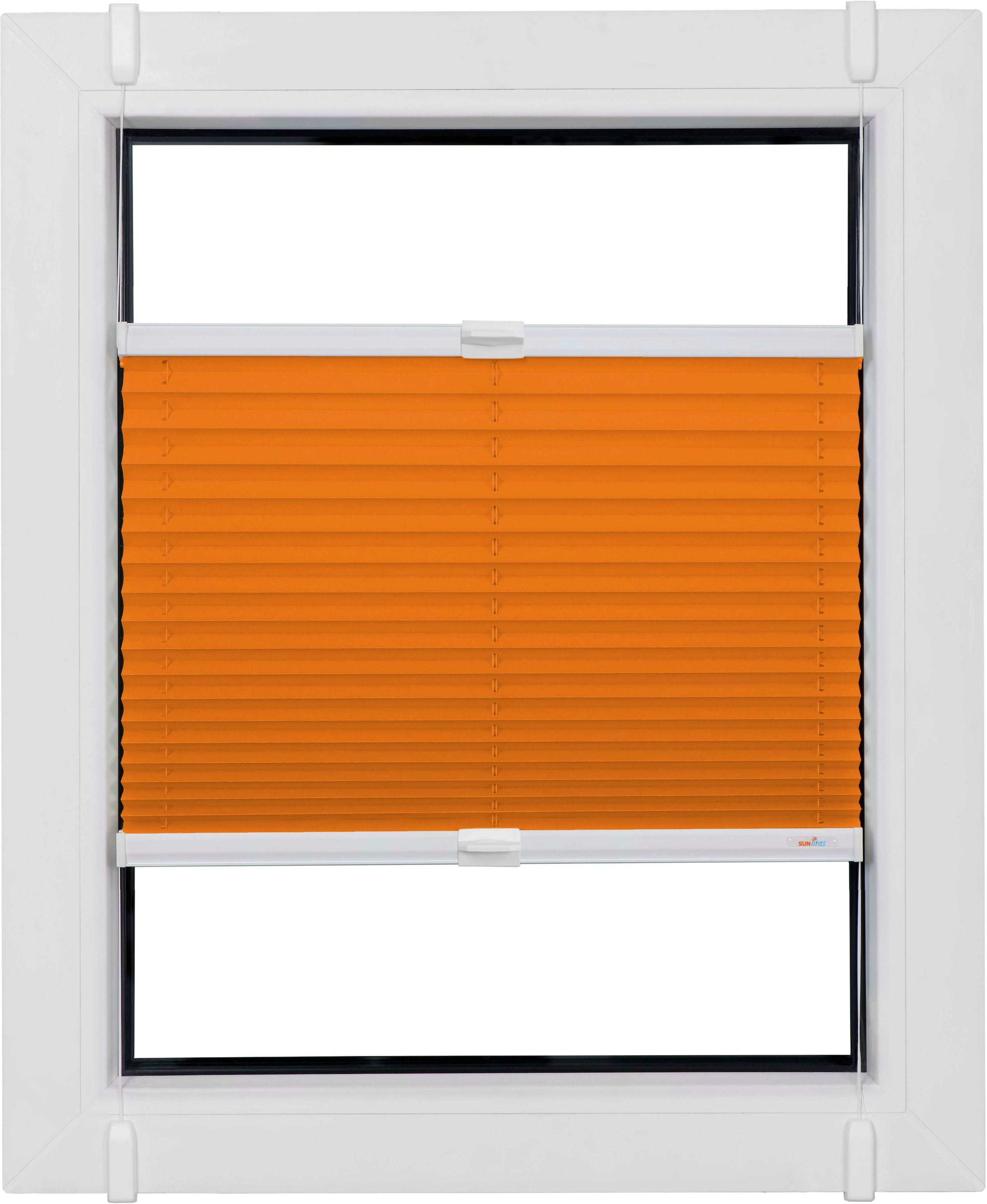 sunlines Plissee »One Size Style Crepe«, blickdicht, ohne Bohren, verspannt, Zubehörfarbe weiß, zum Klemmen
