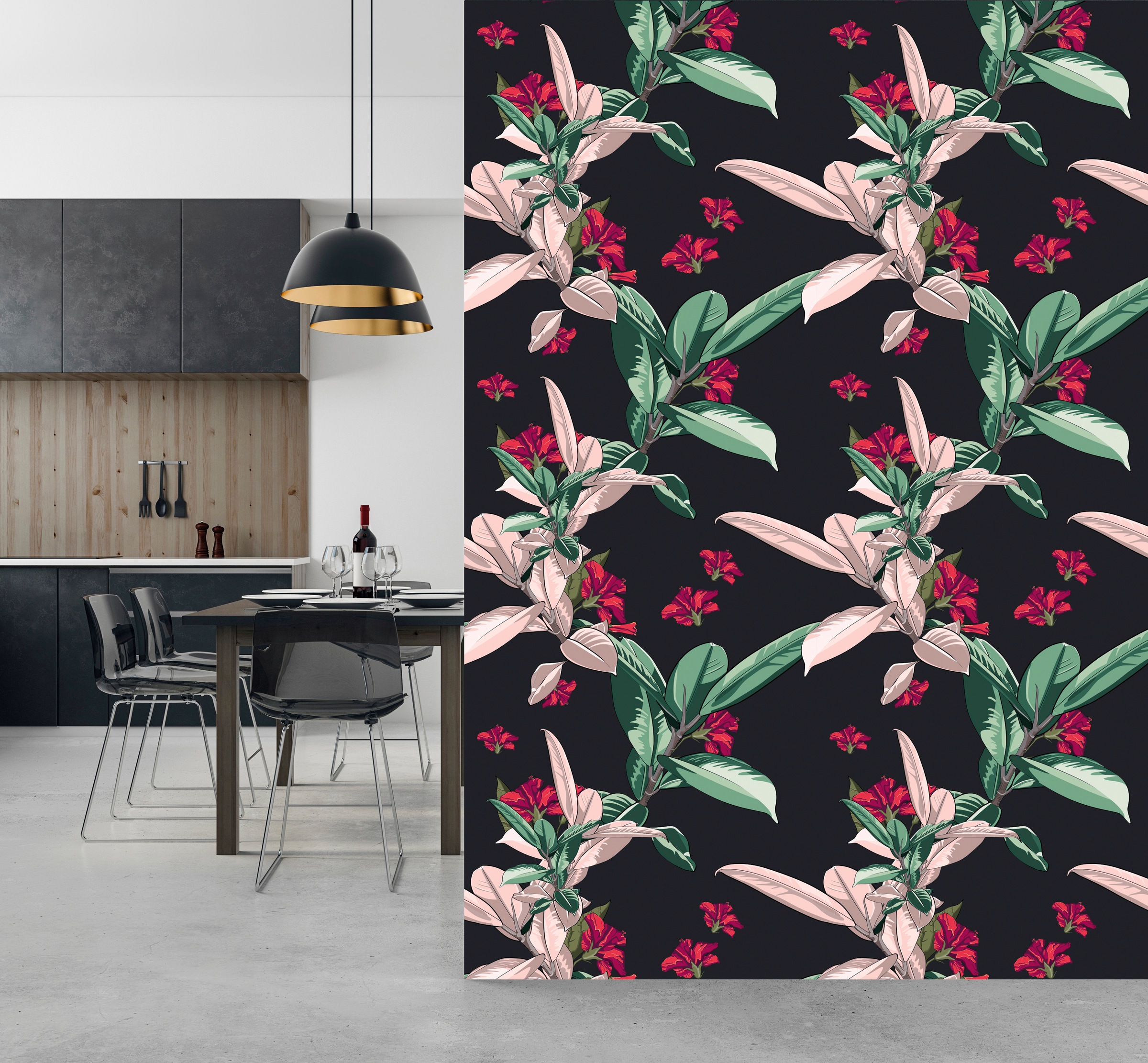 queence Vinyltapete »Alexia«, bedruckt-Motiv-botanisch-floral-gemustert-nat günstig online kaufen