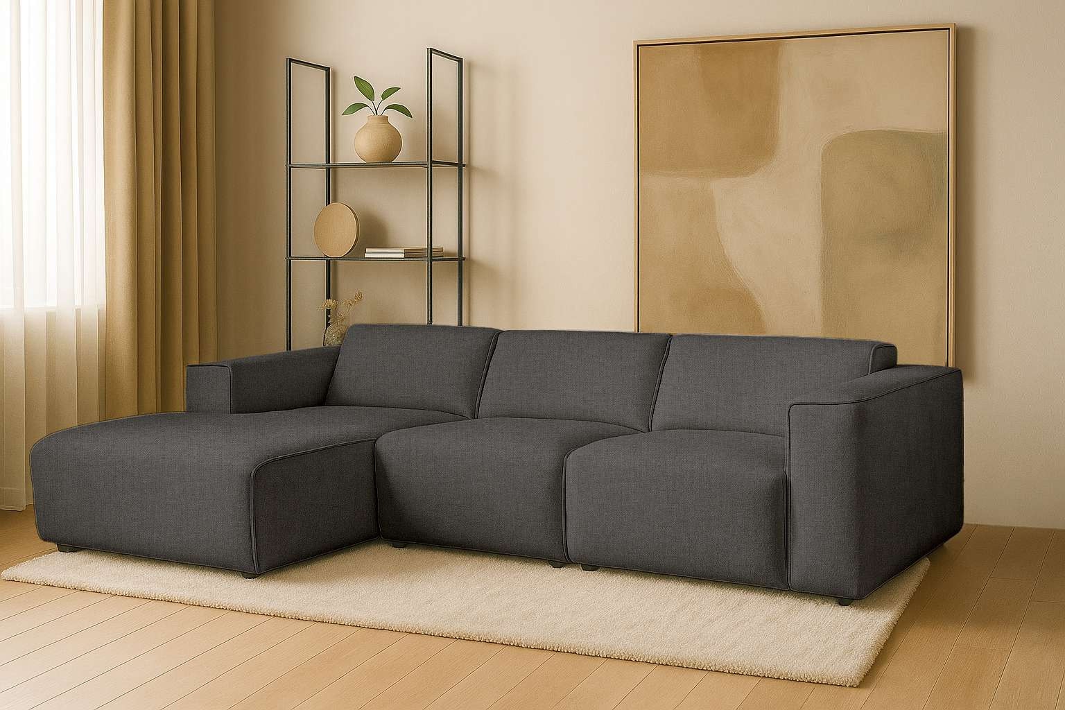 andas Ecksofa »Noord«, L-Form, mit Kedernaht, Breite 281 cm, Cord, Struktur günstig online kaufen