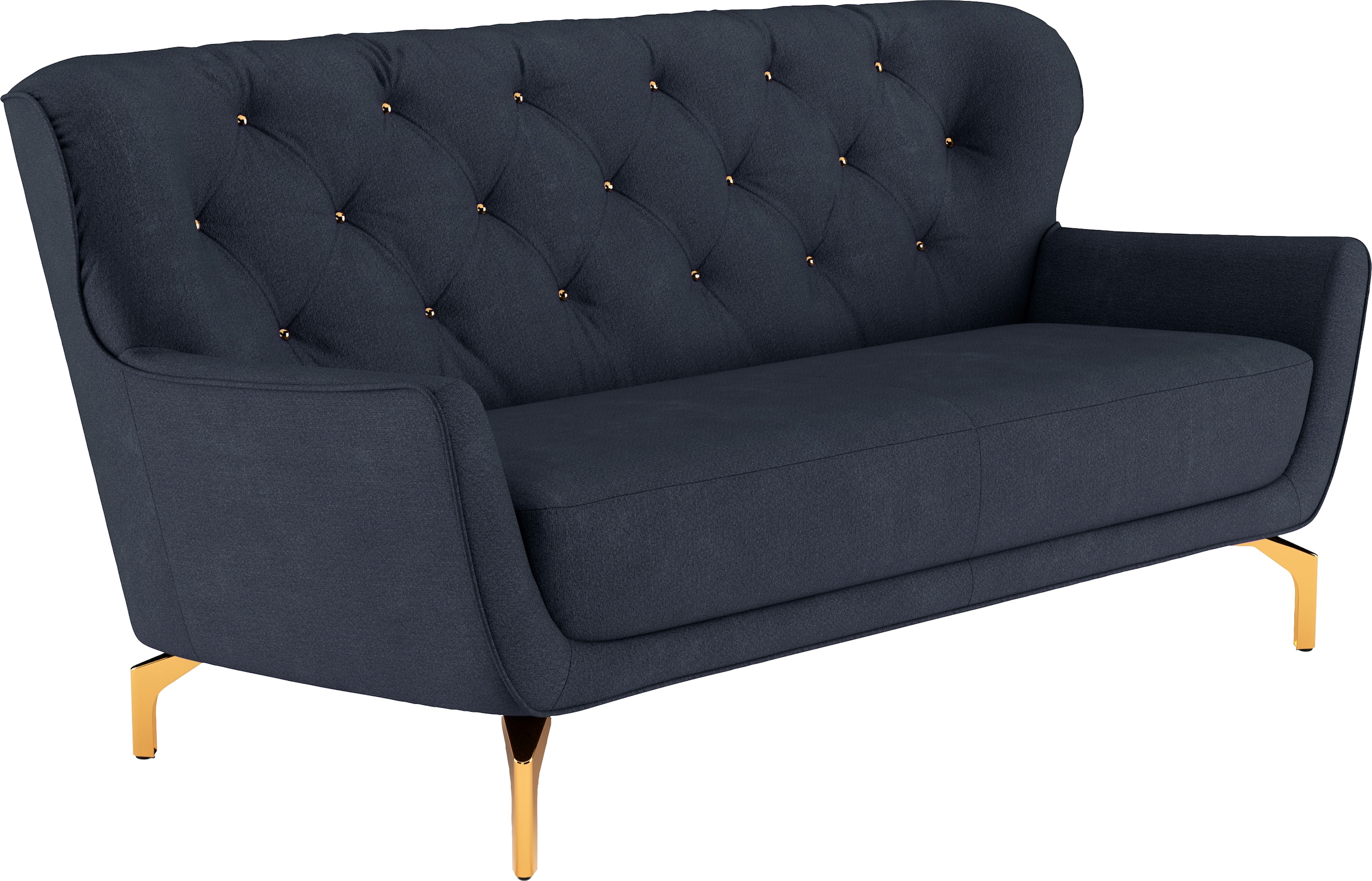 sit&more 3-Sitzer »Orient 3«, inkl. 2 Zierkissen mit Strass-Stein, goldfarbene Metallfüße