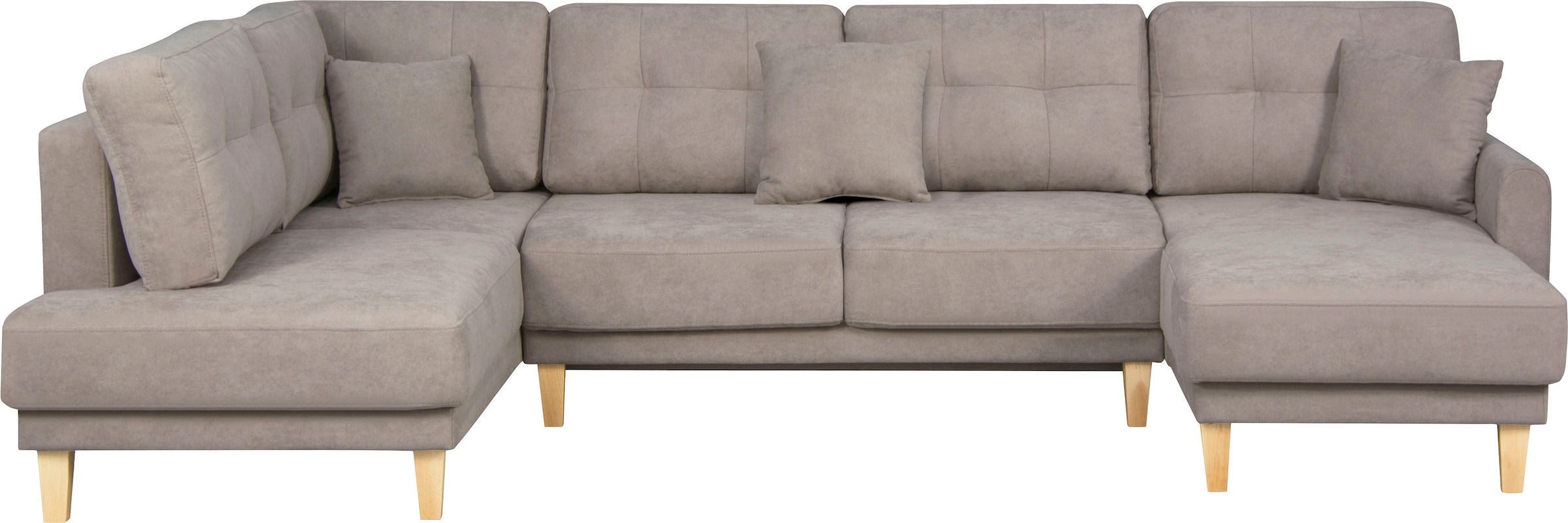 Home affaire Wohnlandschaft »TRIPLO U-Form wahlweise mit Schlaffunktion, B/T/H: 310/192/90 cm«, Schlafsofa, auch mit Bettkasten, Steppung im Rückenkissen
