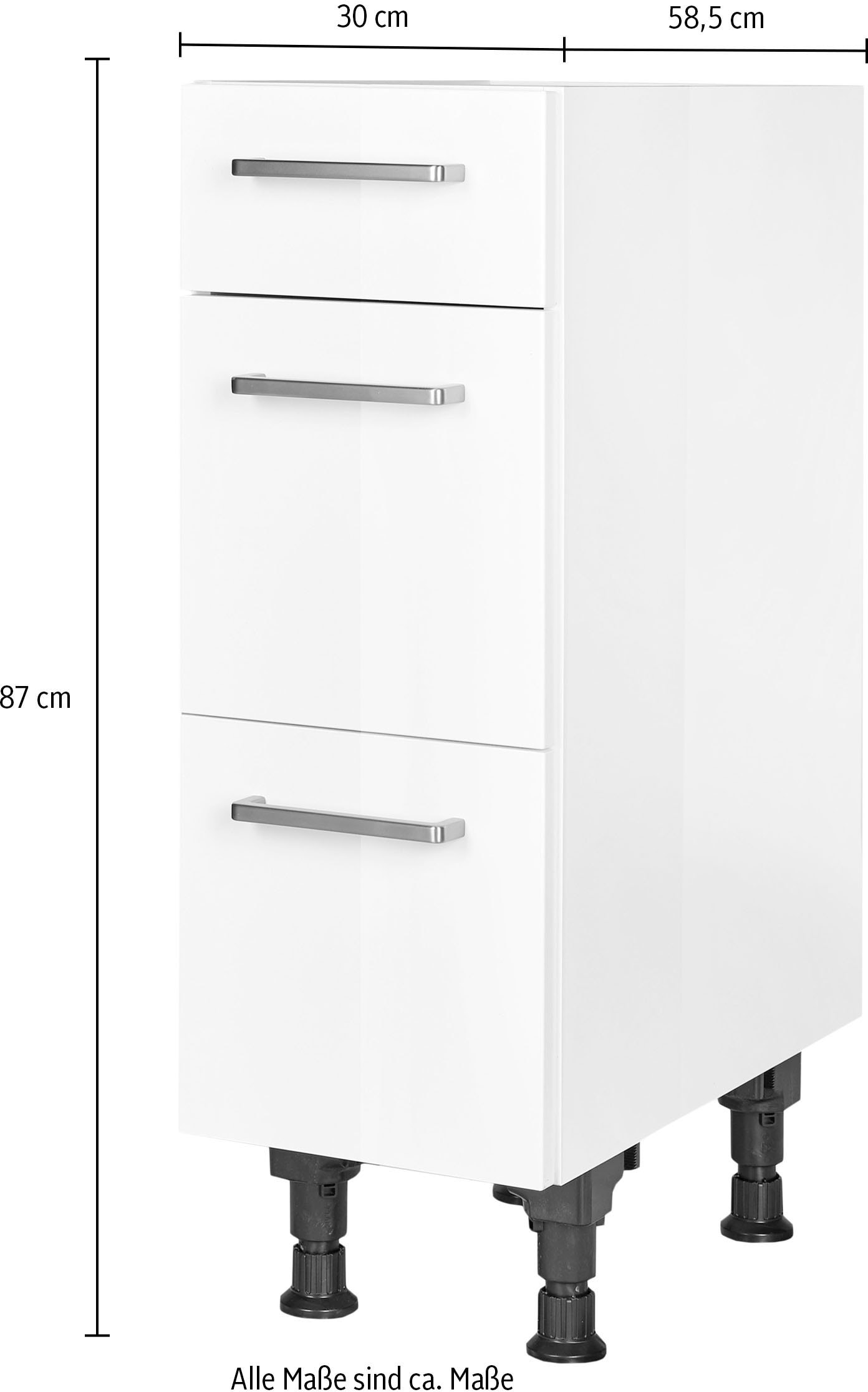 nobilia® Unterschrank »"Flash", vormontiert, mit höhenverstellbaren Sockelfüßen, in den« Breiten 30, 45, 60 und 90 cm, mit Schubkasten und Auszügen