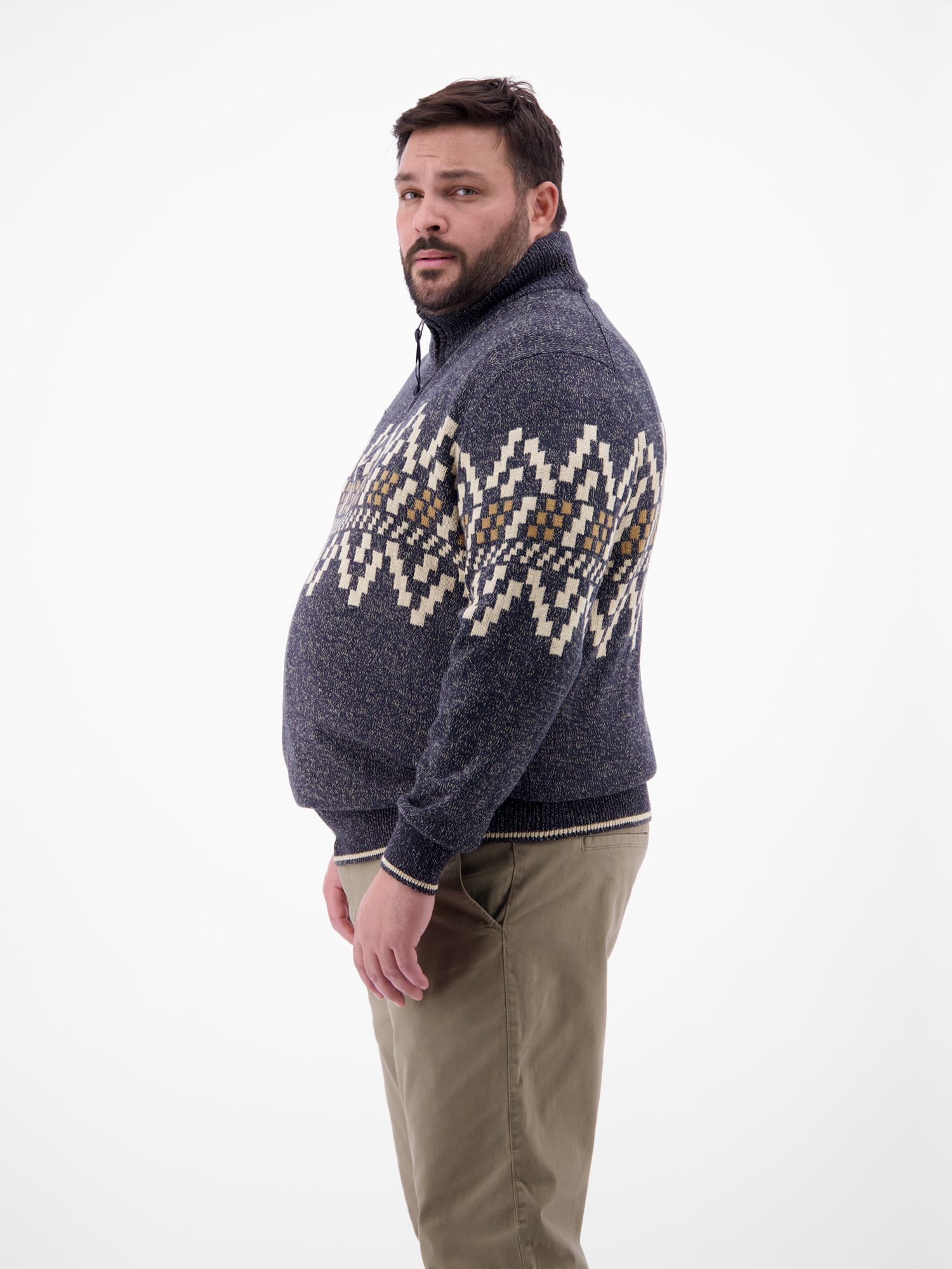 LERROS Norwegerpullover »LERROS Troyer mit Norwegermuster in Übergrößen«
