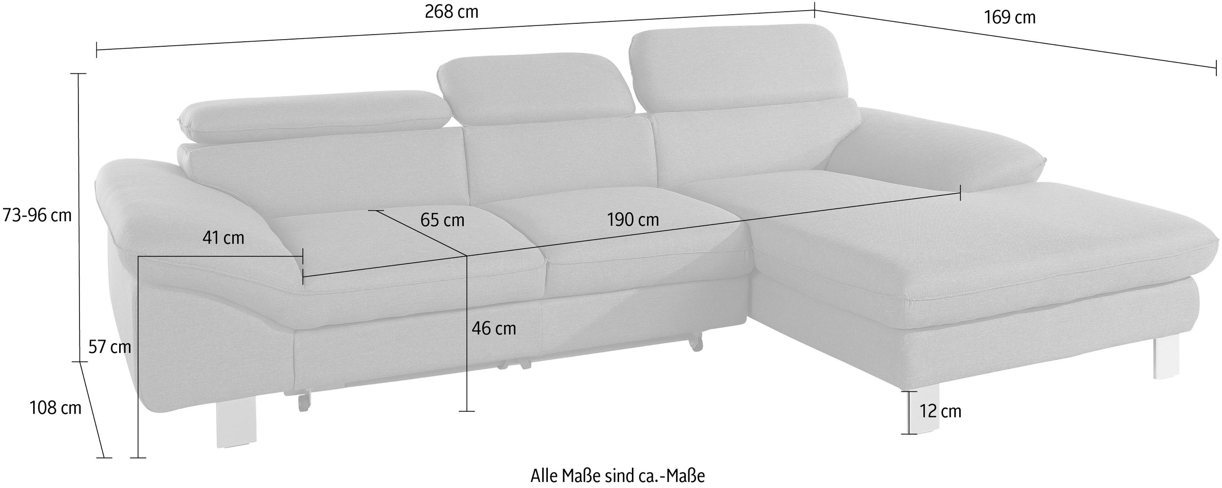 COTTA Polstergarnitur »Driver L-Form«, (Set, 2 tlg.), Set bestehend aus: Ecksofa mit Kopfteilverstellung & Hocker