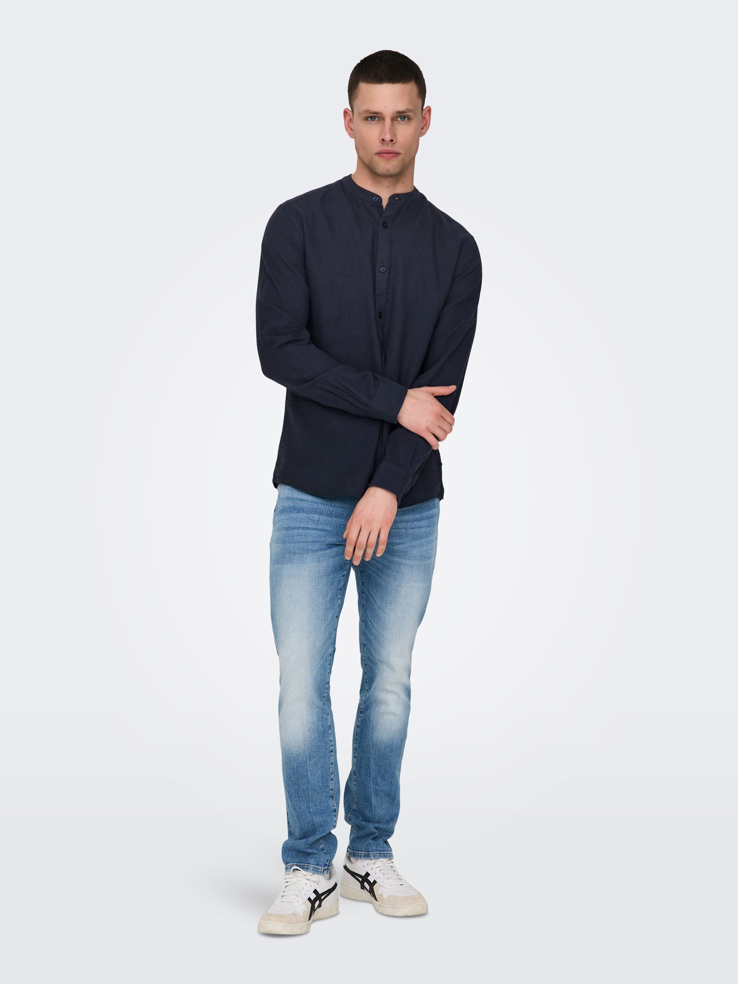 ONLY & SONS Langarmhemd »ONSCAIDEN LS SOLID LINEN MAO SHIRT NOOS«