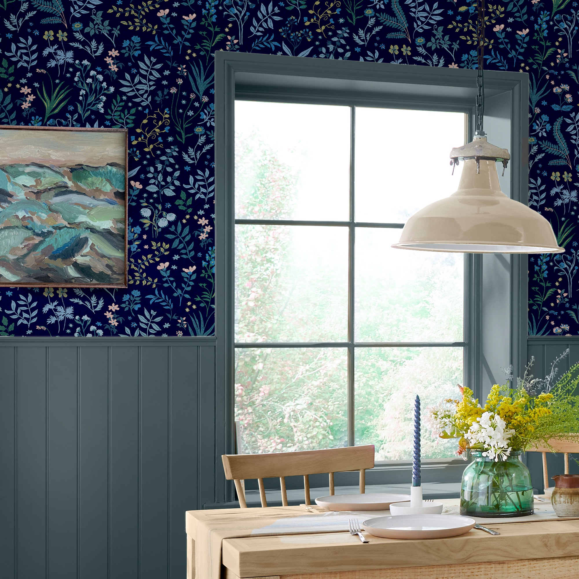Vliestapete JOULES "Holcombe Floral", blau, B:0,52m L:10m