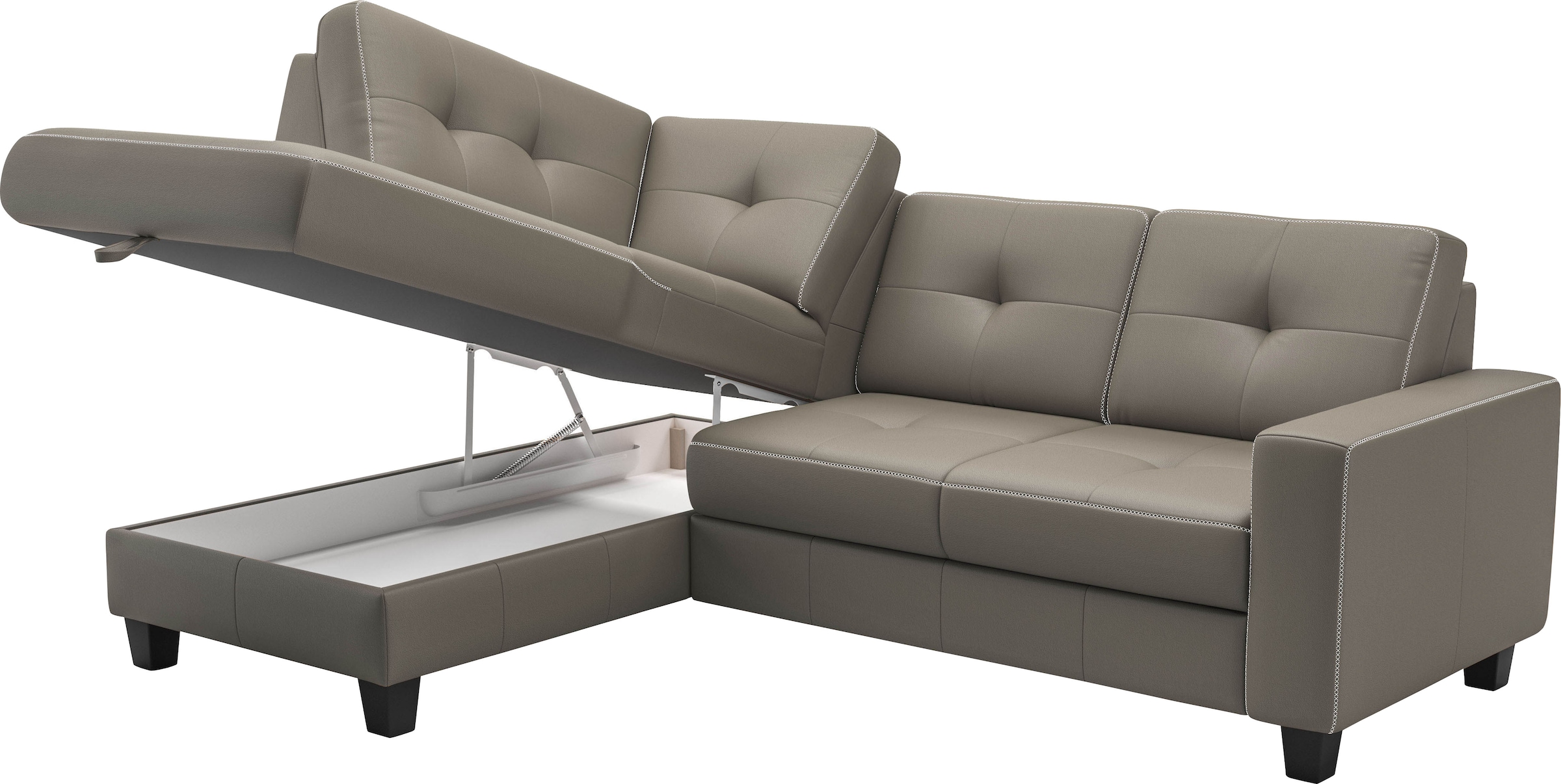Places of Style Ecksofa »Varese«, wahlweise mit Bettfunktion und Bettkasten