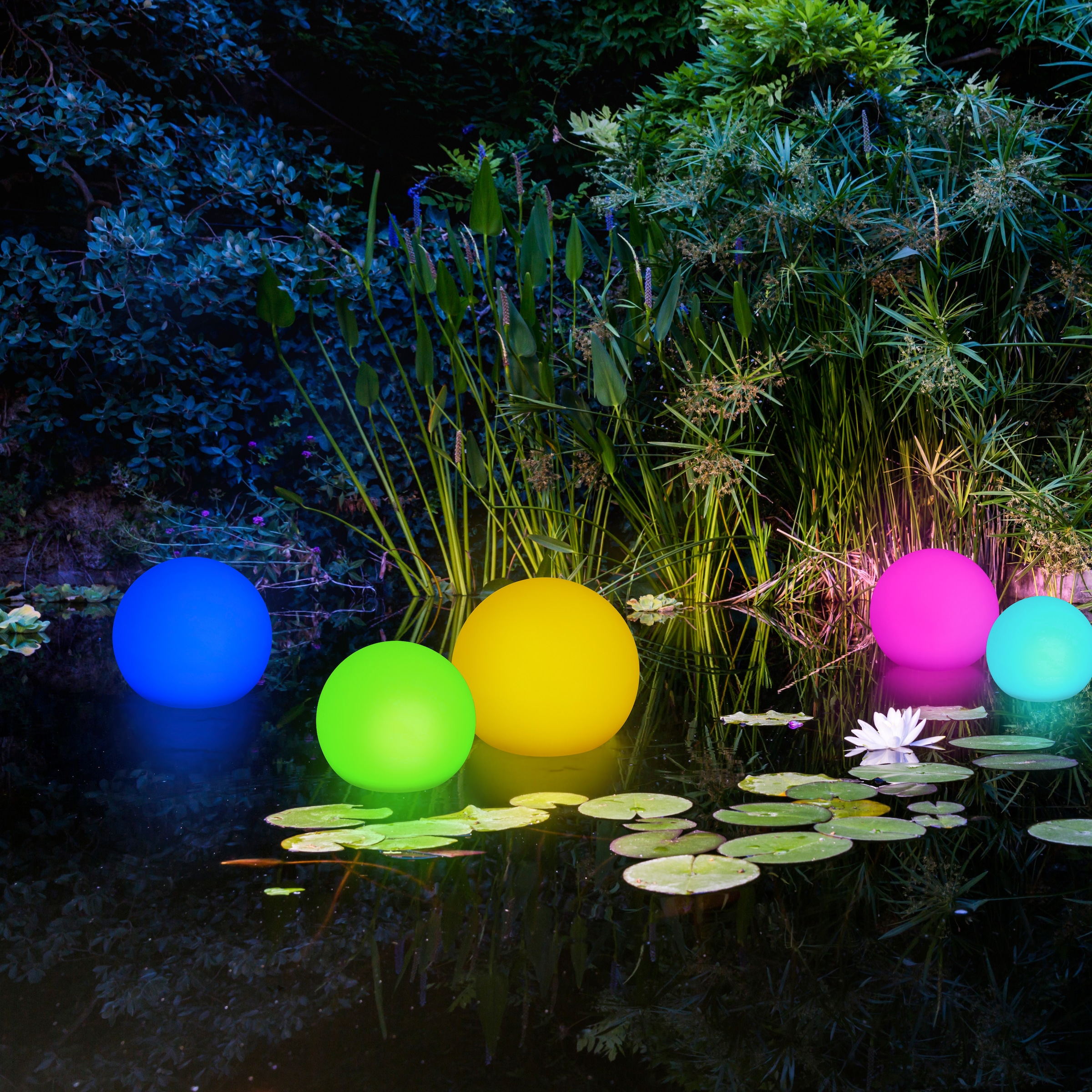 my home LED Solarleuchte »Orlaith, LED-Solar Kugelleuchten Ø 30 cm + Ø 40 cm«, Leuchtmittel LED-Modul | LED fest integriert, mit Erdspießen