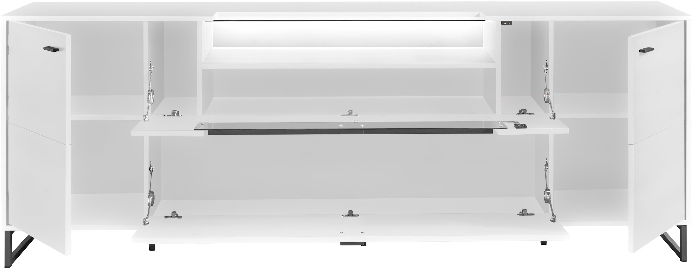 set one by Musterring TV-Schrank »Deltona«, inkl. LED-Beleuchtung, Metallkufe, Sandstein-Zierelement, B229 x H83cm