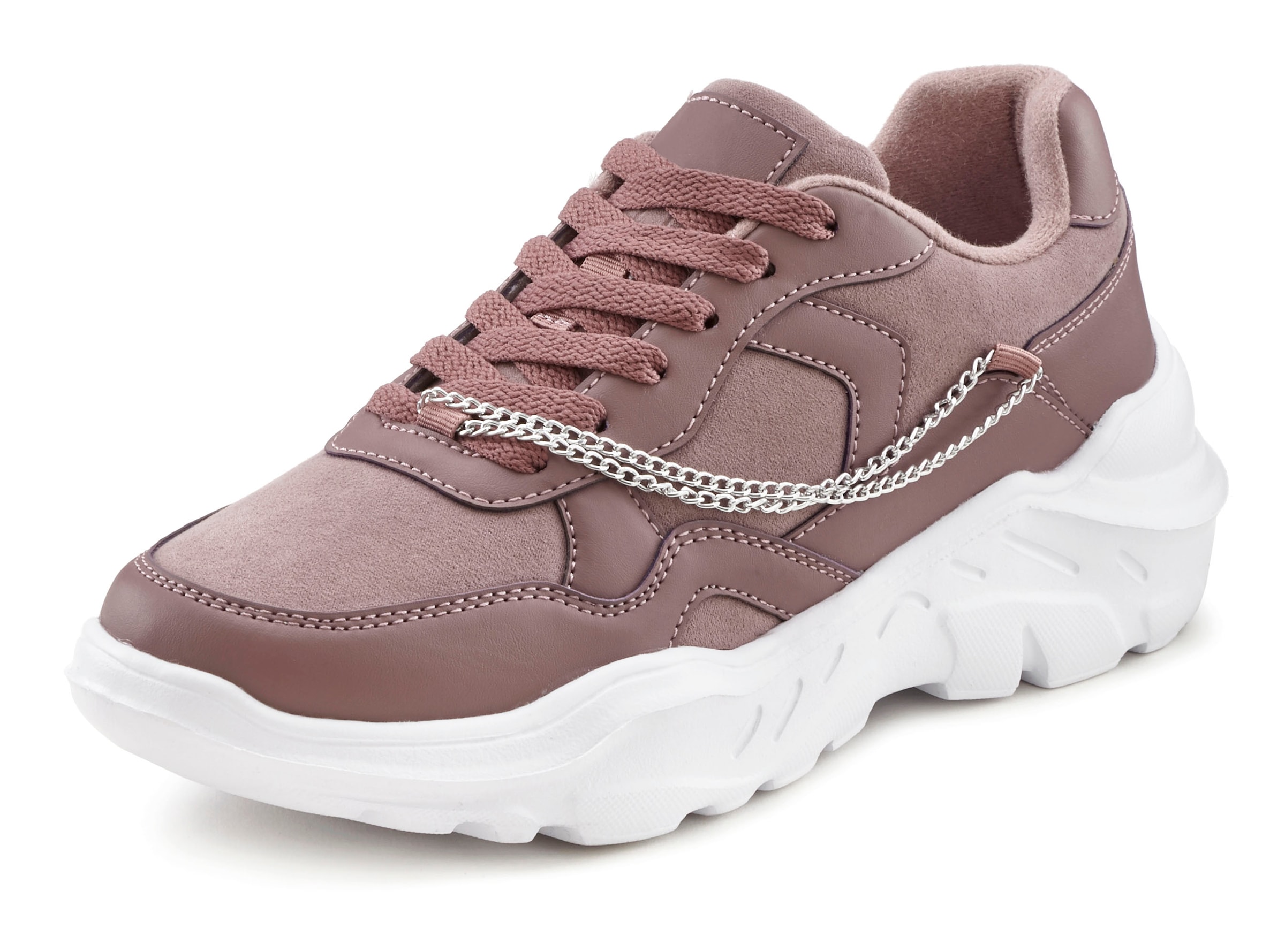 LASCANA Sneaker  mit Chunky-Sohle & Ketten, Schnürhalbschuhe, Freizeitschuhe VEGAN