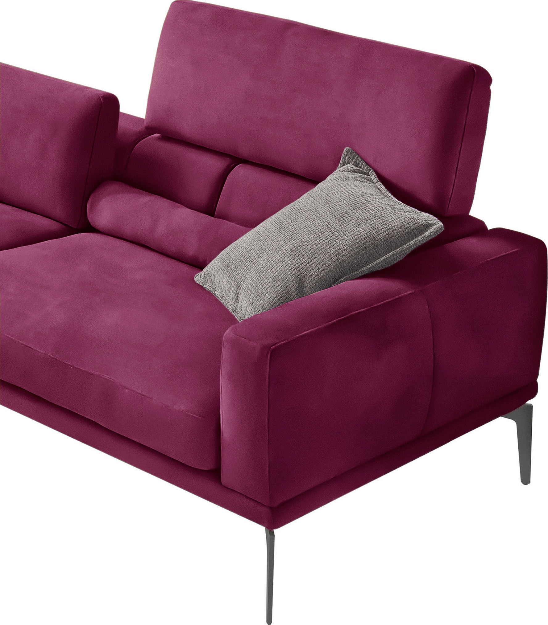 Egoitaliano Ecksofa »Masu, Design trifft sensationellen Sitzkomfort«, inkl. 2 Kissenrollen, Rückenelemente manuell verstellbar, Metallfüße