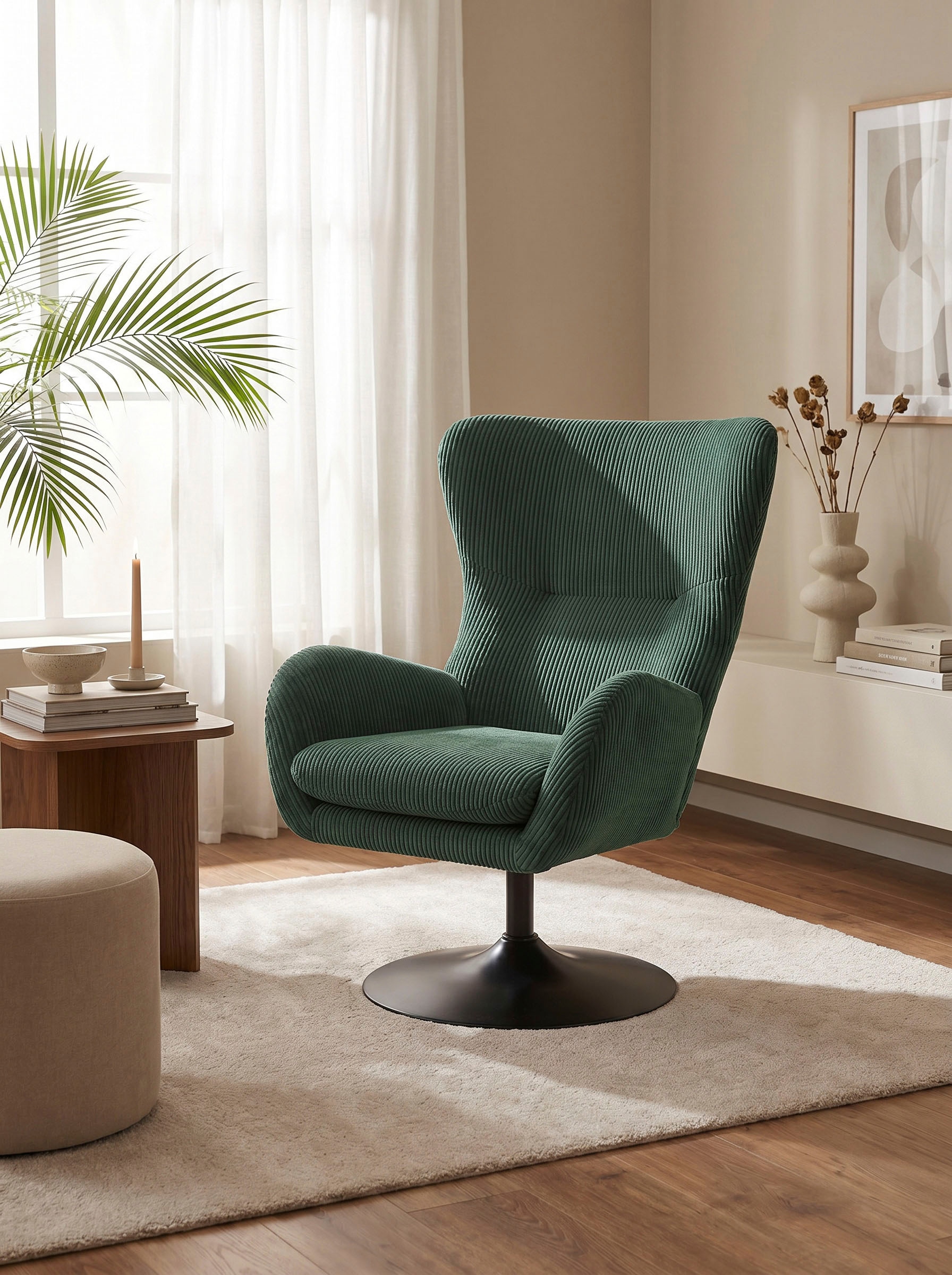 HELA Loungesessel »SAMOS« 1 Stk. tlg. Sessel;drehbar;Trompetengestell;Microfaser Breitcord;Armlehnen