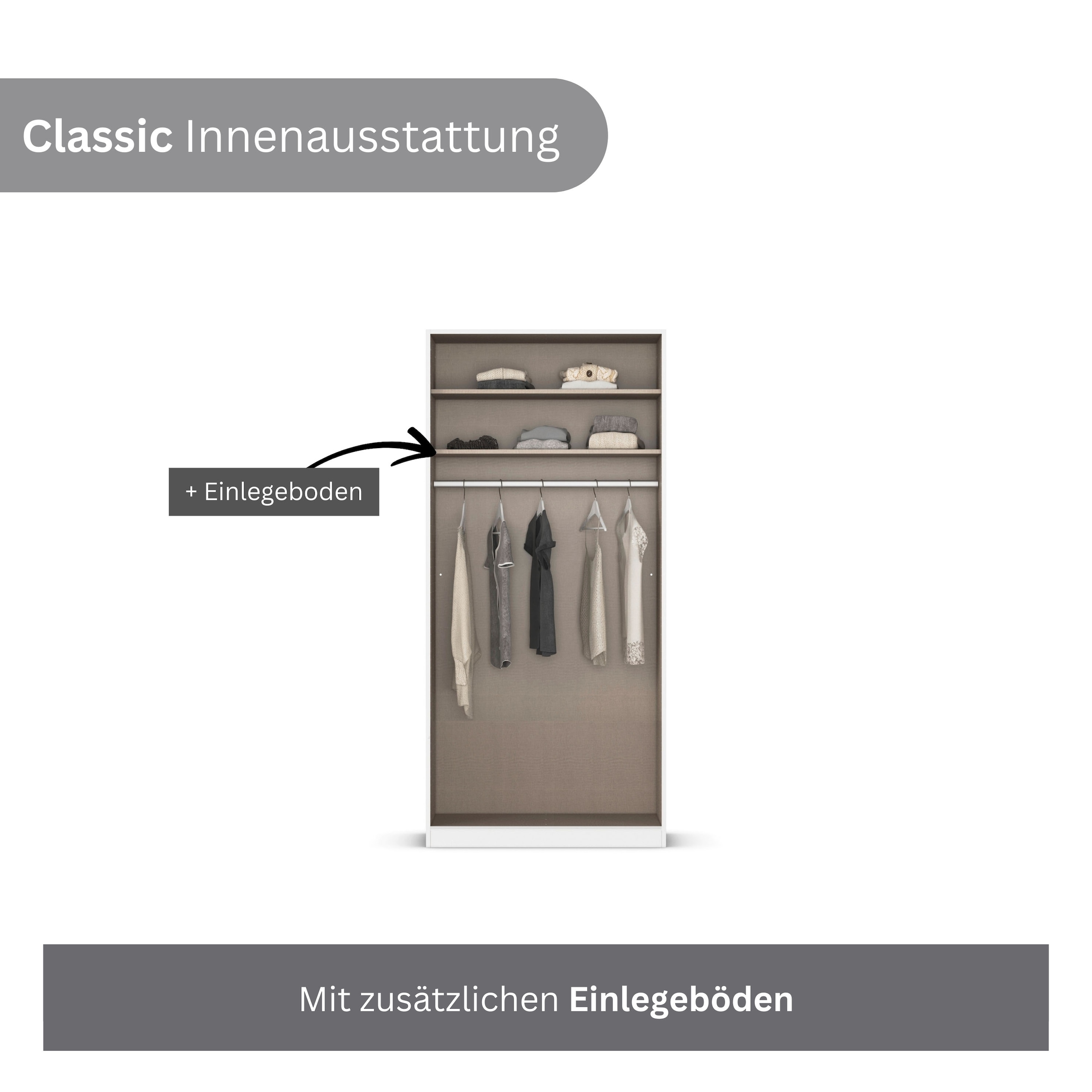 rauch Kleiderschrank, (in 3 verschiedenen Ausstattungen BASIC/CLASSIC/PREMIUM), mit hochwertigen Stangengriffen in Schwarz aus Metall MADE IN GERMANY