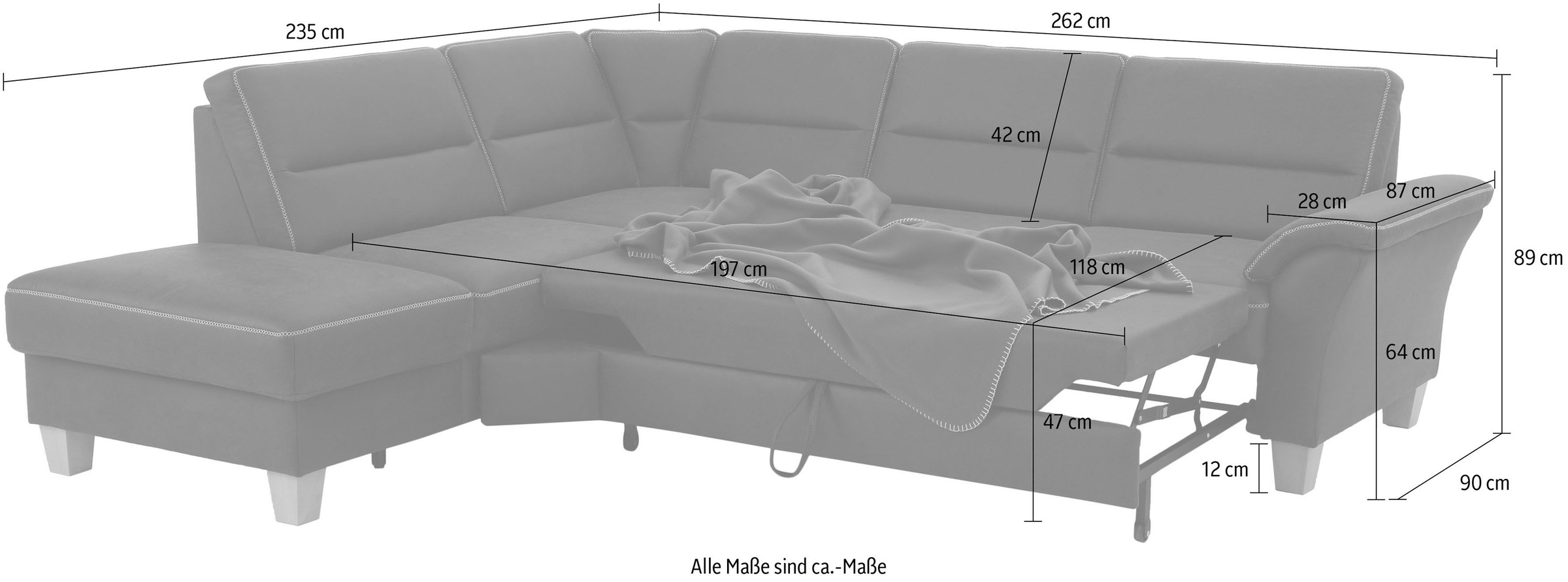 Home affaire Ecksofa »Soleo L-Form«, komfortabel durch Trapezecke mit Relaxfunktion, auch mit Bettfunktion
