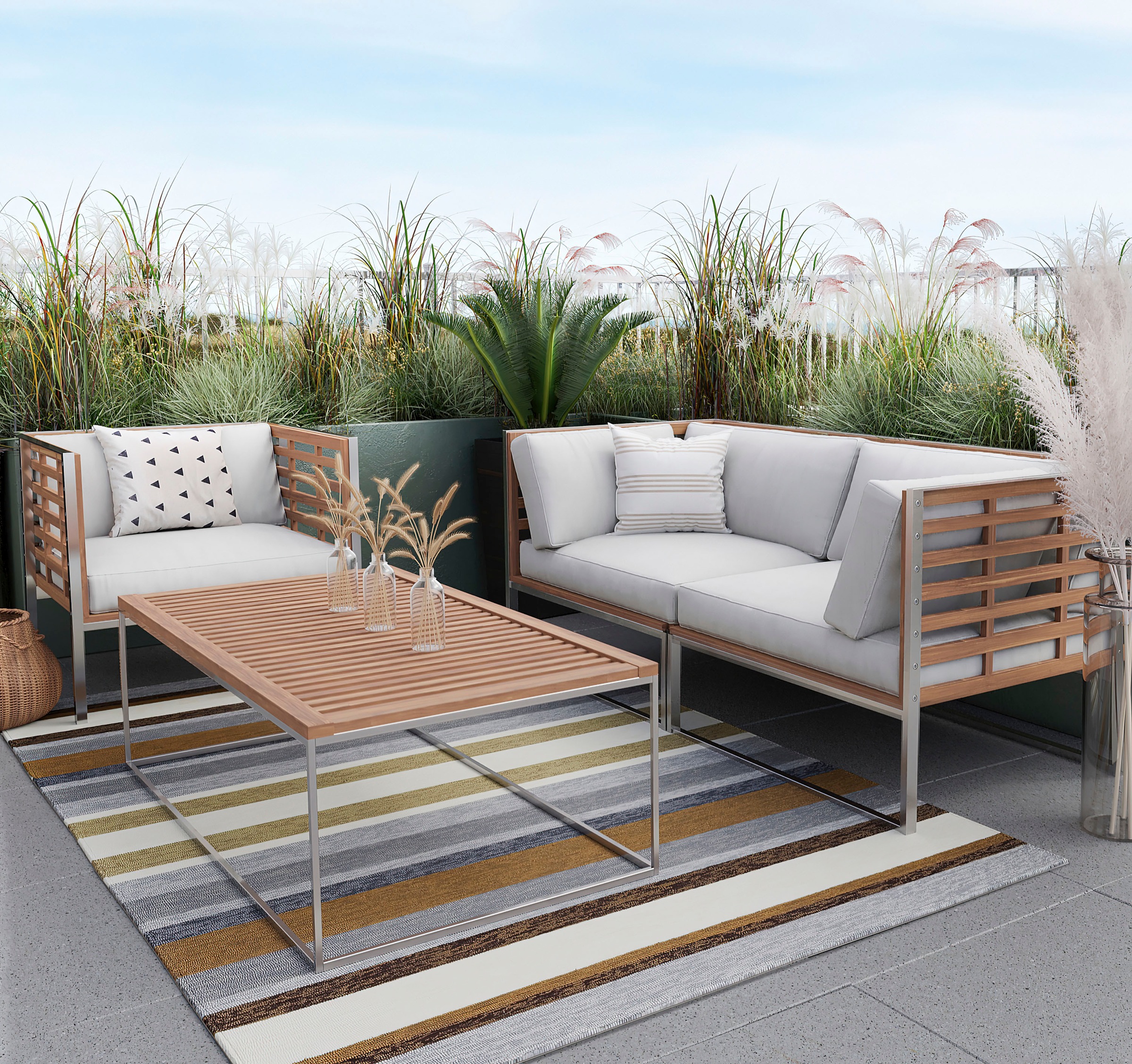 Gino Falcone Teppich »Rosetta-Stripes«, rechteckig, 20 mm Höhe, In- und Outdoor geeignet, Wohnzimmer