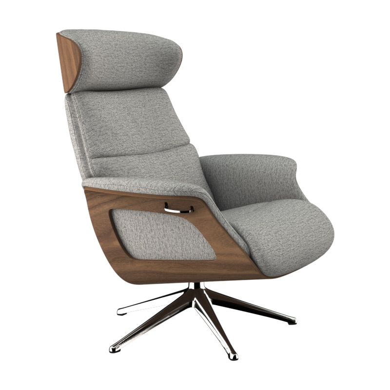 FLEXLUX Relaxsessel »Clement Relaxstuhl, Polstersessel, Liegesessel, TV-Sessel,«, Rücken- & Kopfteilverstellung, Drehbar, Armlehne Walnuss, Fuß Alu