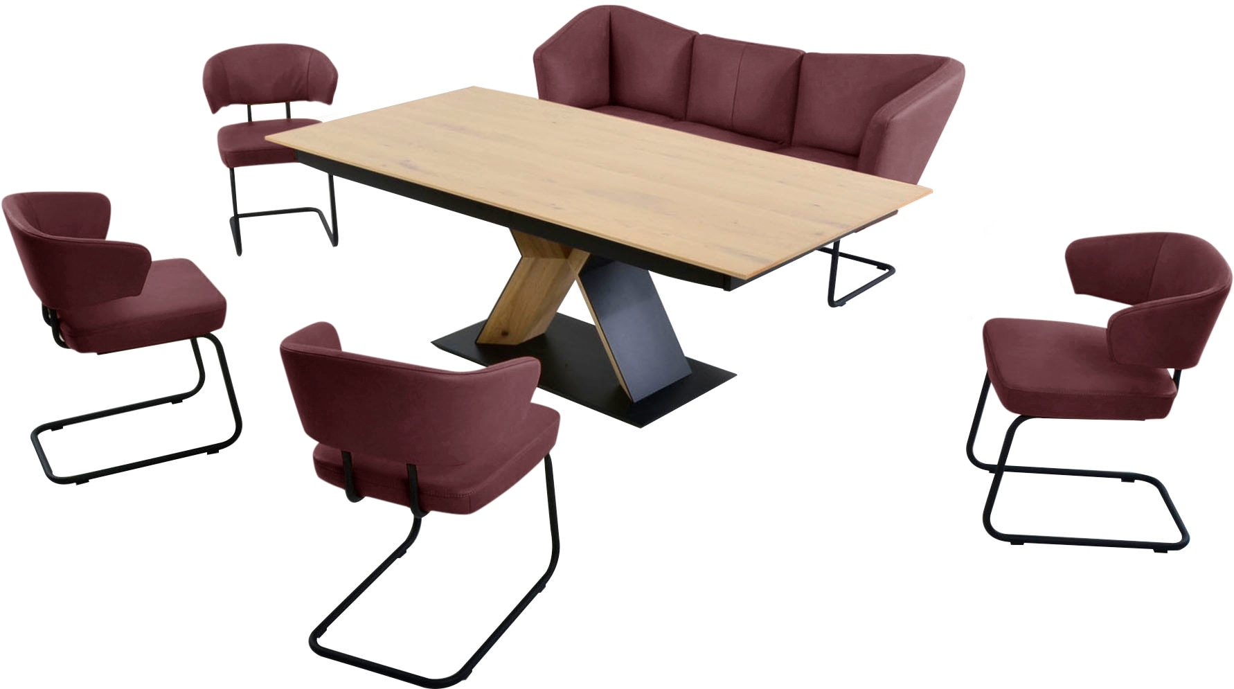 K+W Komfort & Wohnen Essgruppe »Mikkado Tube« 6 Stk. tlg. 4 Freischwinger u günstig online kaufen