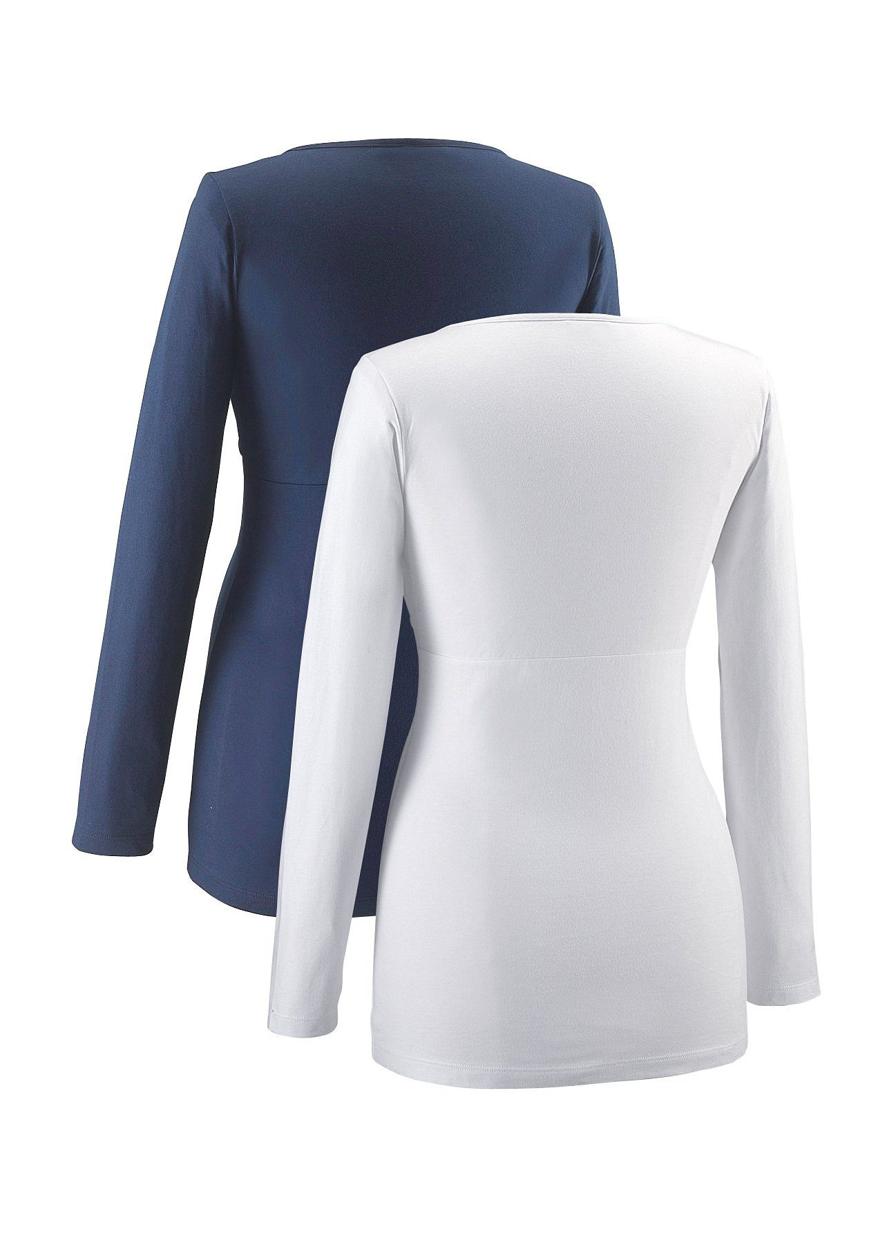 Neun Monate Umstandsshirt »2er Pack Shirts für Schwangerschaft und Stillzeit« Packung, 2, 2 Stk. Langarm,  Basic-Schnitt,  unifarben,  V-Ausschnitt,  aus Jerseystoff