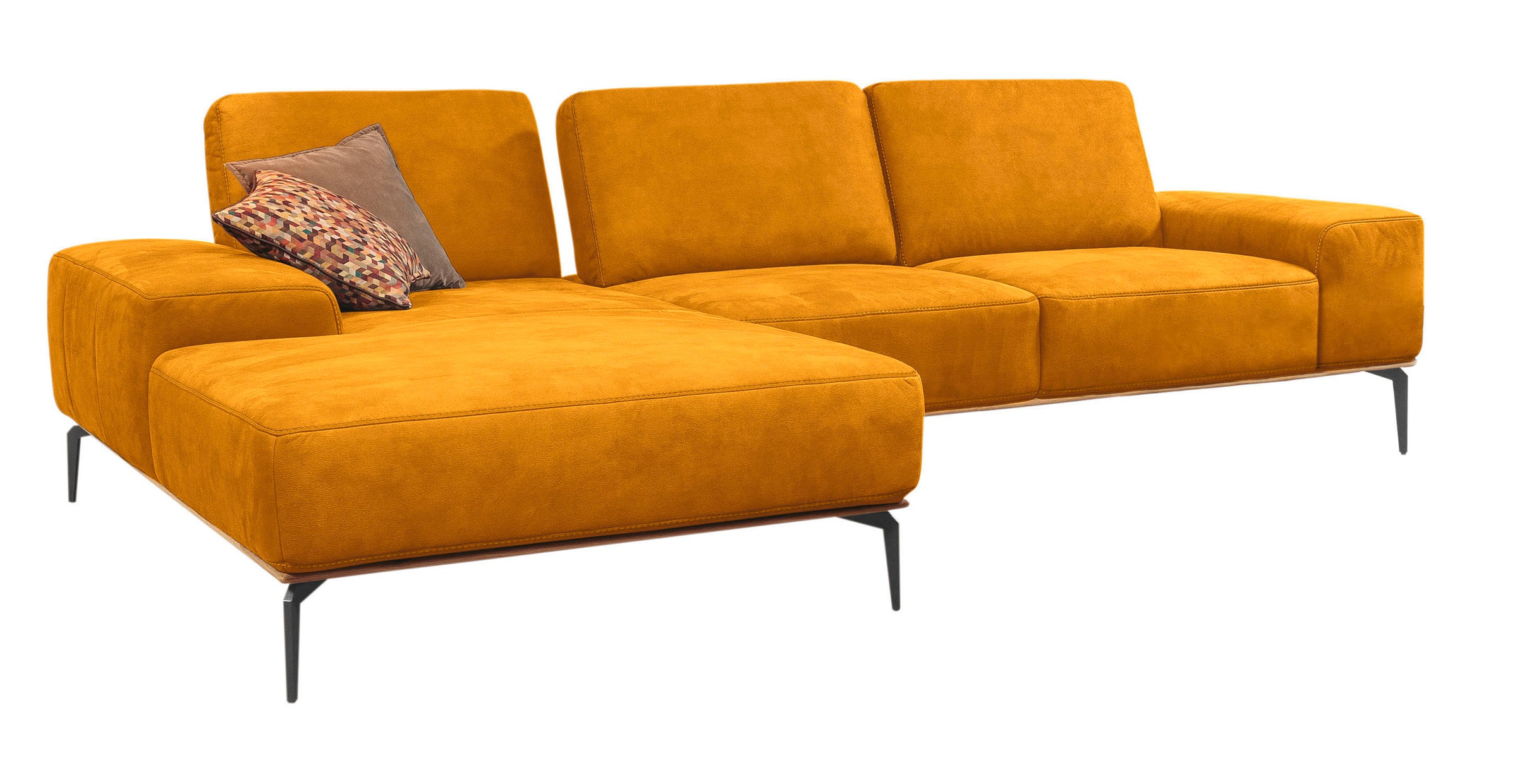 W.SCHILLIG Ecksofa »run, Designsofa mit tollem Sitzkomfort, bequem, L-Form«, mit Holzsockel, Füße in Schwarz pulverbeschichtet, Breite 319 cm