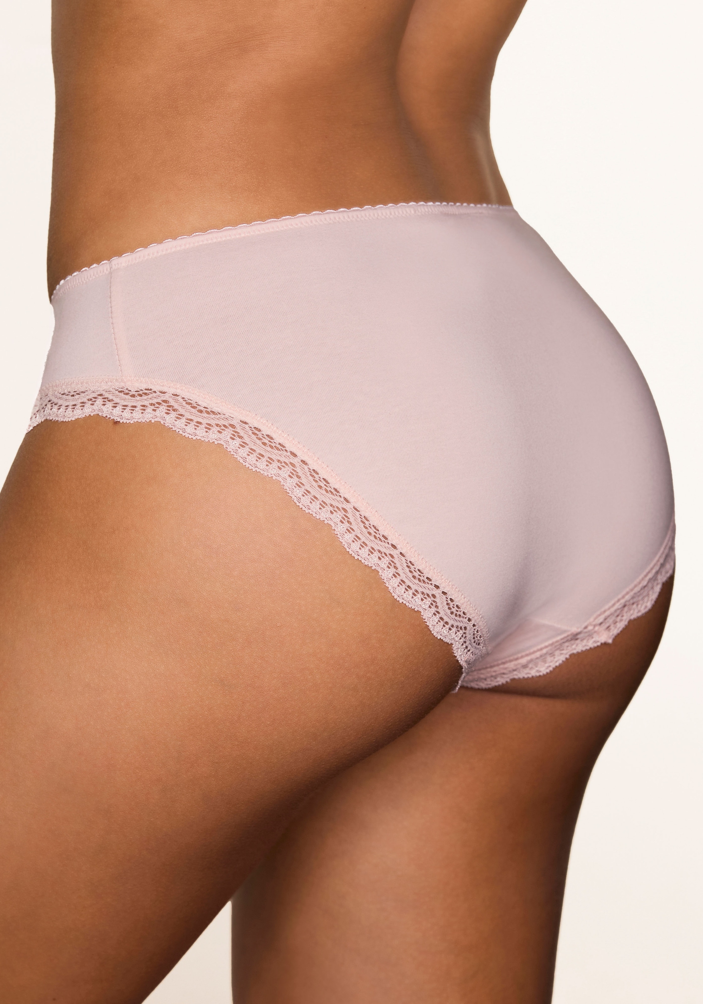 LASCANA Jazz-Pants Slips 5er-Pack,  aus elastischer Baumwolle mit zarter Spitze, mit Aufbewahrungsbox