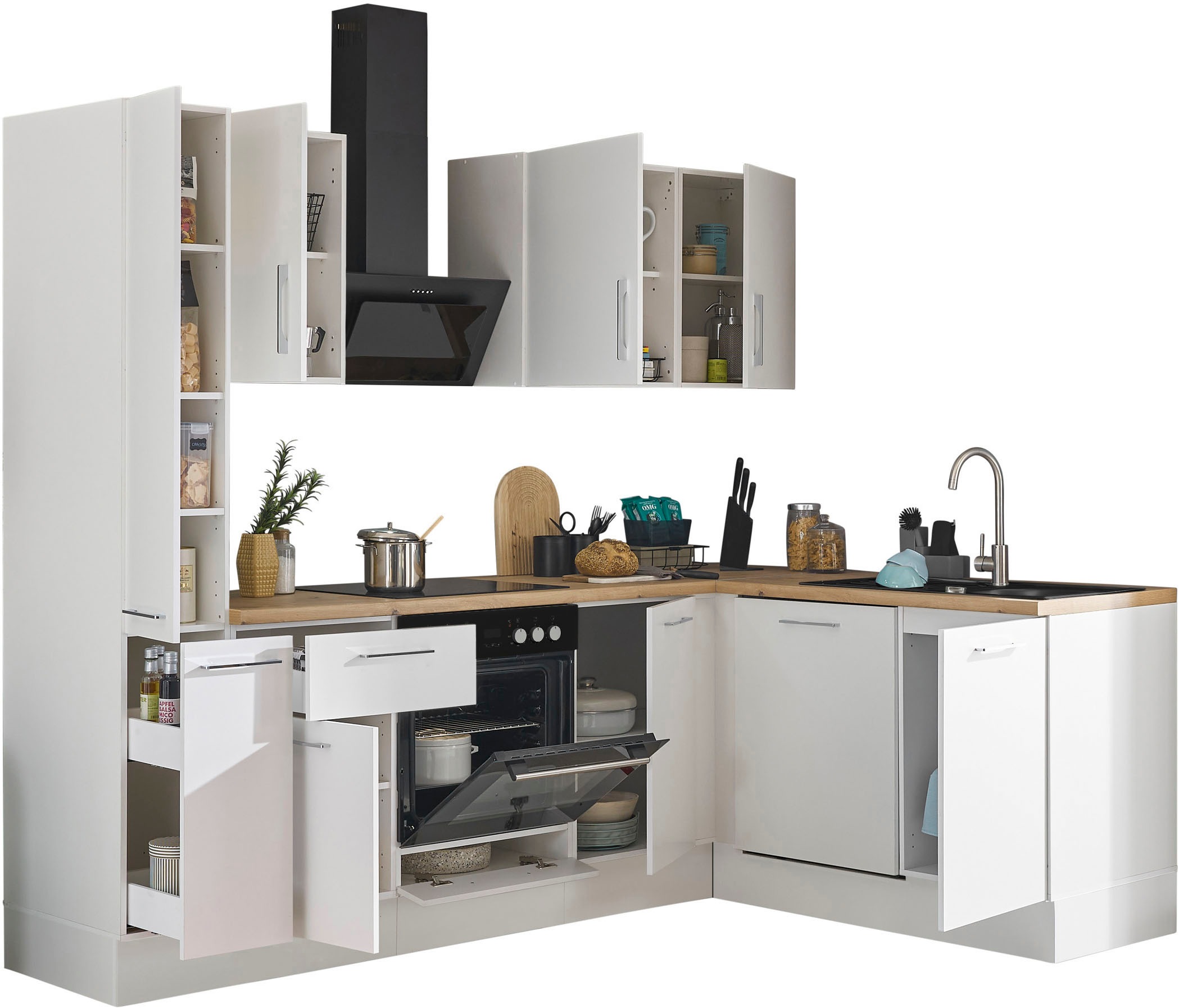 BASIC by Balculina Winkelküche »Turin«, Stellbreite 250x175 cm, wahlweise mit E-Geräten