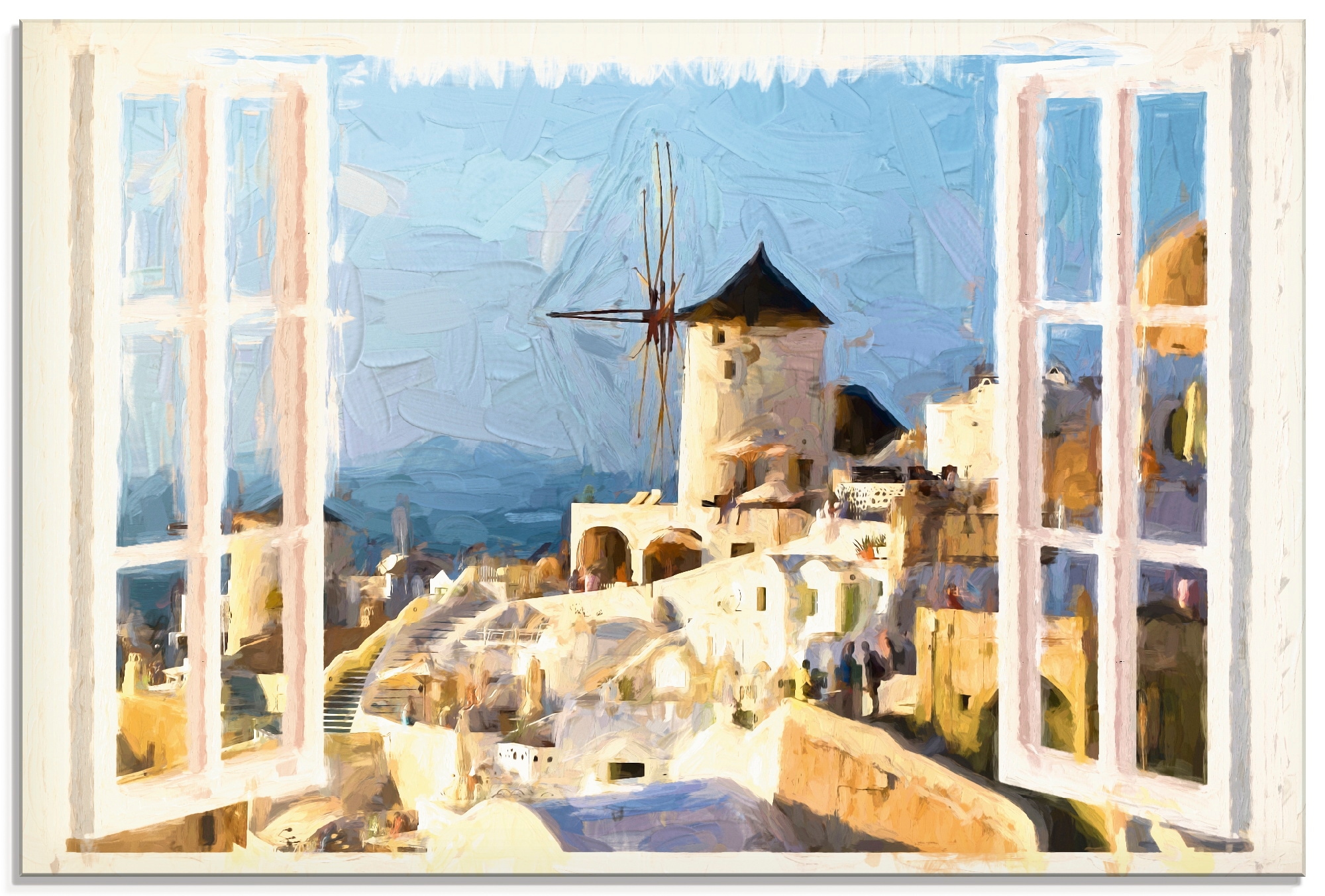 Artland Glasbild »Blick durch das Fenster auf Santorin«, Fensterblick, (1 S günstig online kaufen