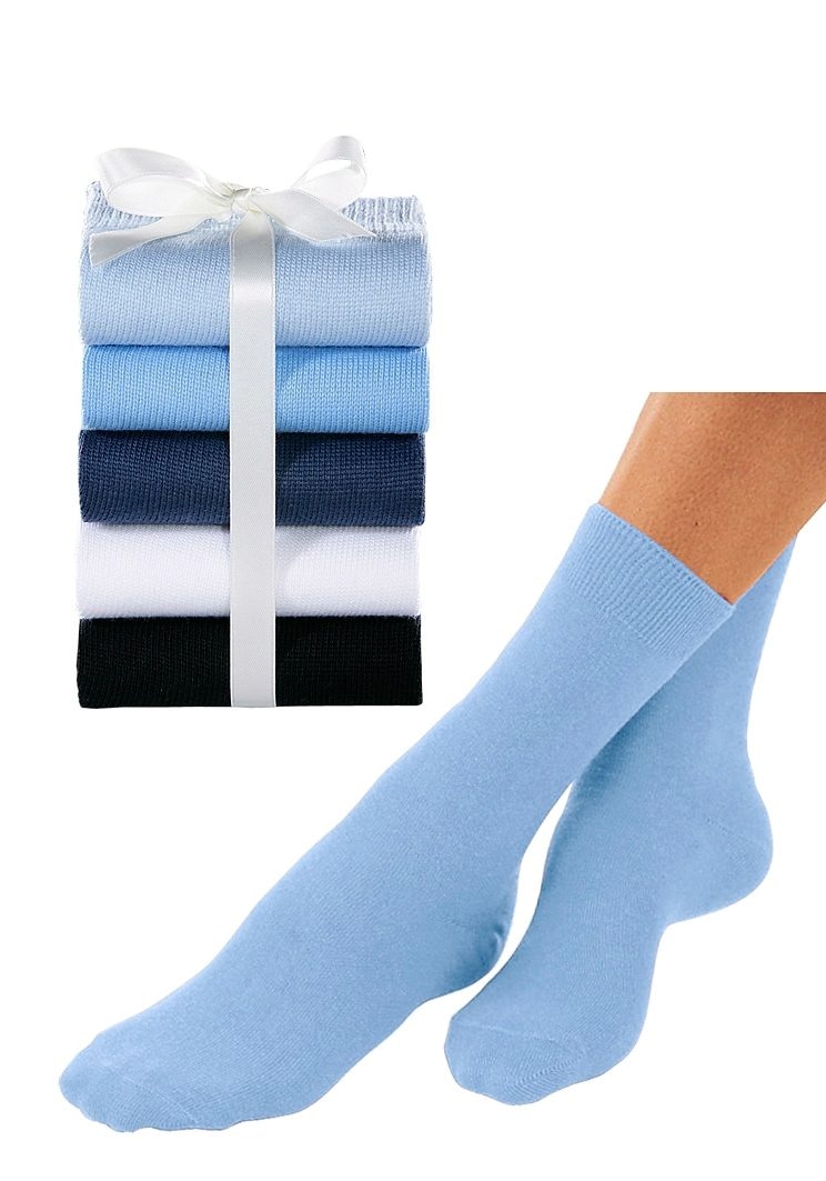 Go in Basicsocken »Damen Socken Strümpfe  ohne Logo feine Baumwolle« Packung, 5 Stk. tlg. unifarben ganz schlicht