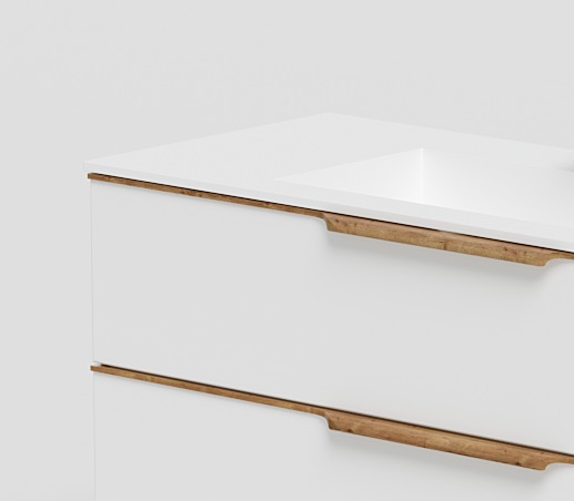 welltime Waschtisch »Amber«, mit CORIAN-Acrylstein Waschbecken, massive Eichendetails
